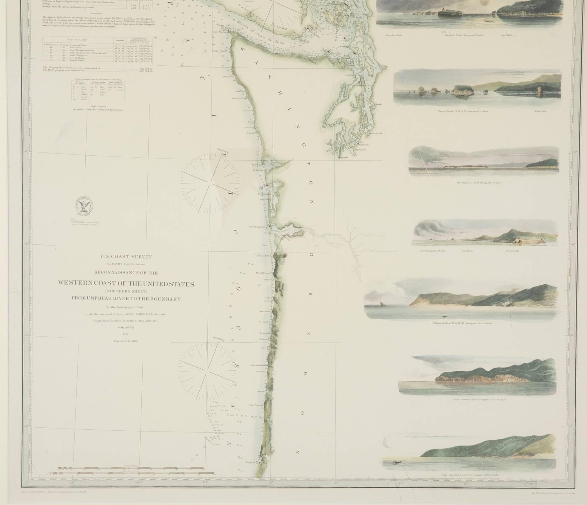 Set of Three Mid 19th Century Charts of the California Coast In Good Condition In Stamford, CT