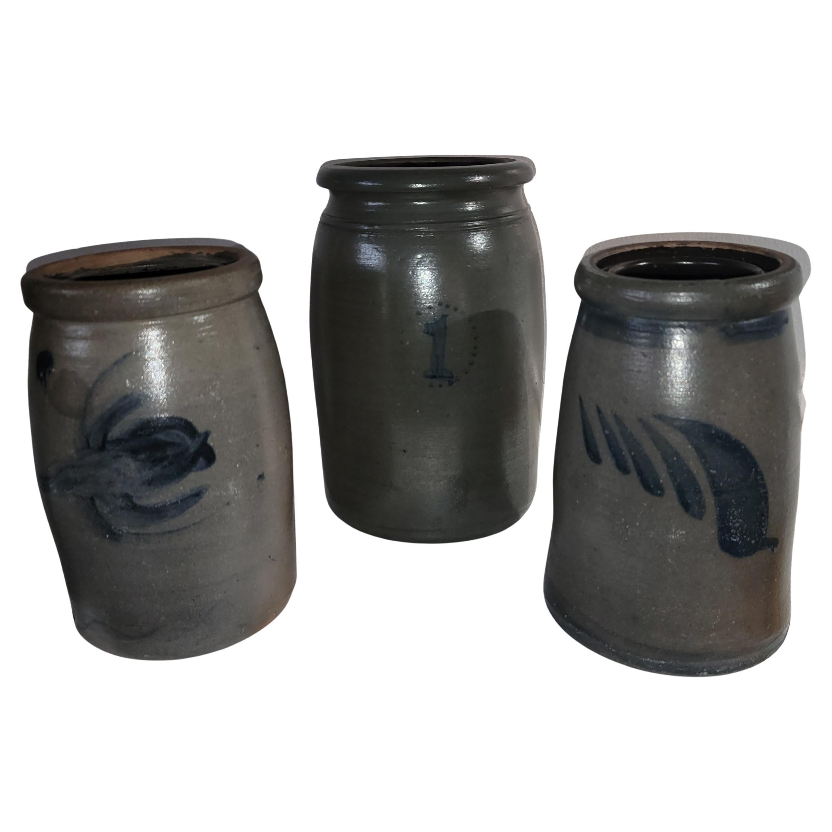Set of Three Mid 19thc Pottery Jars Set of Three