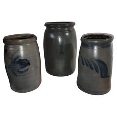 Set of Three Mid 19thc Pottery Jars Set of Three