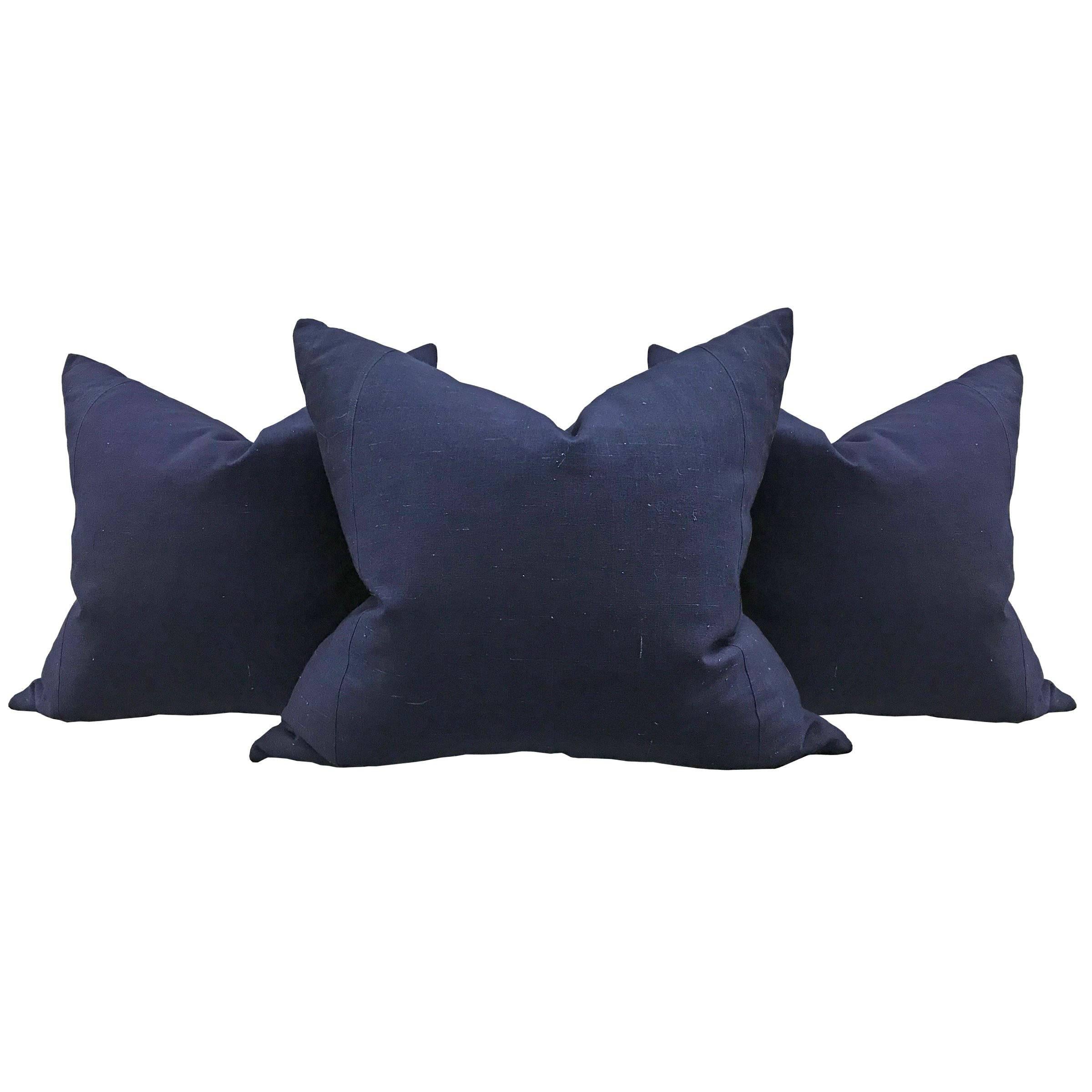 Set of Three Mid-20th Century Chinese Indigo Cotton Pillows