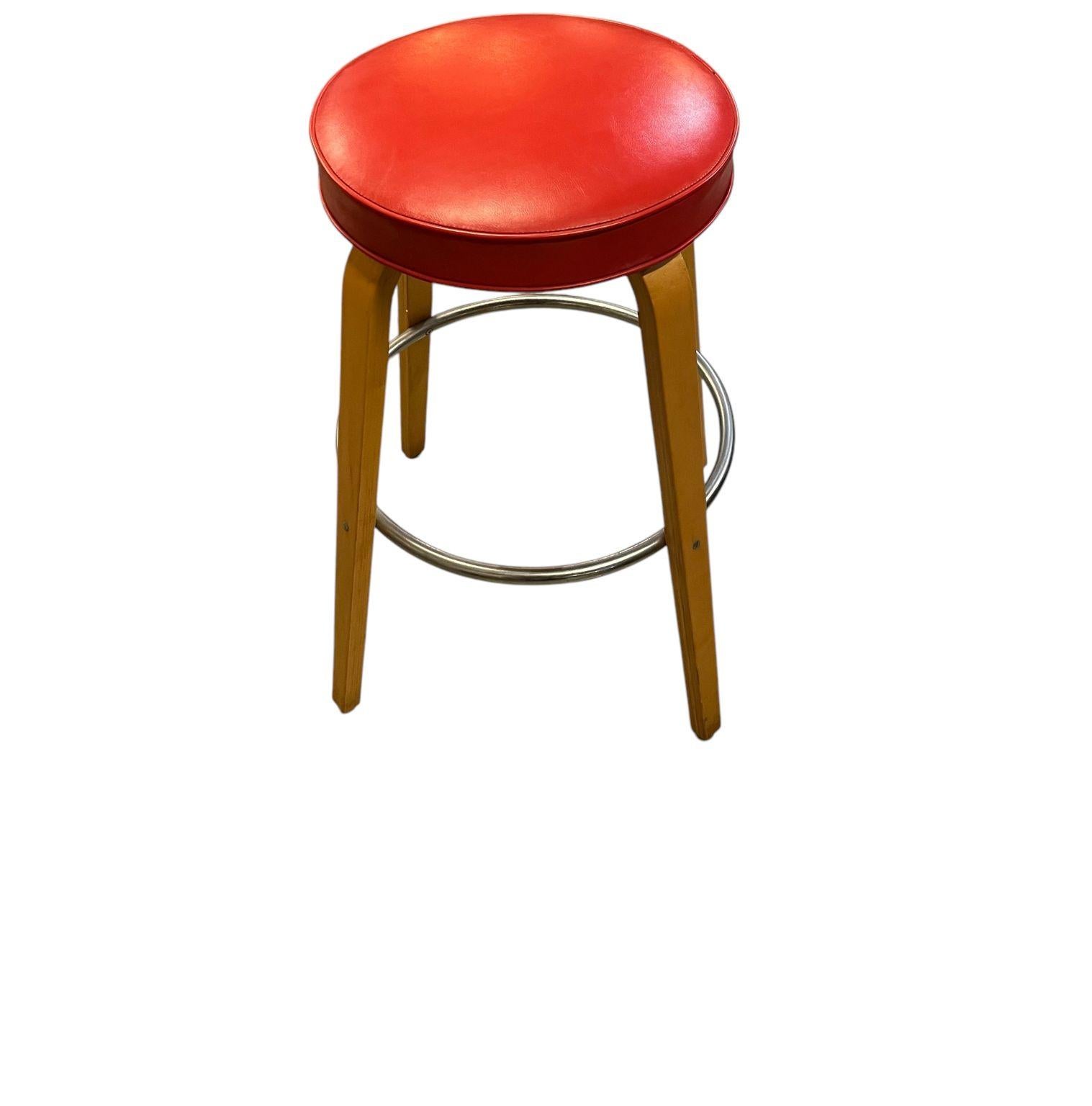 Set Of Three Mid Century Bar Stools By Thonet Circa 1950’s For Sale 3