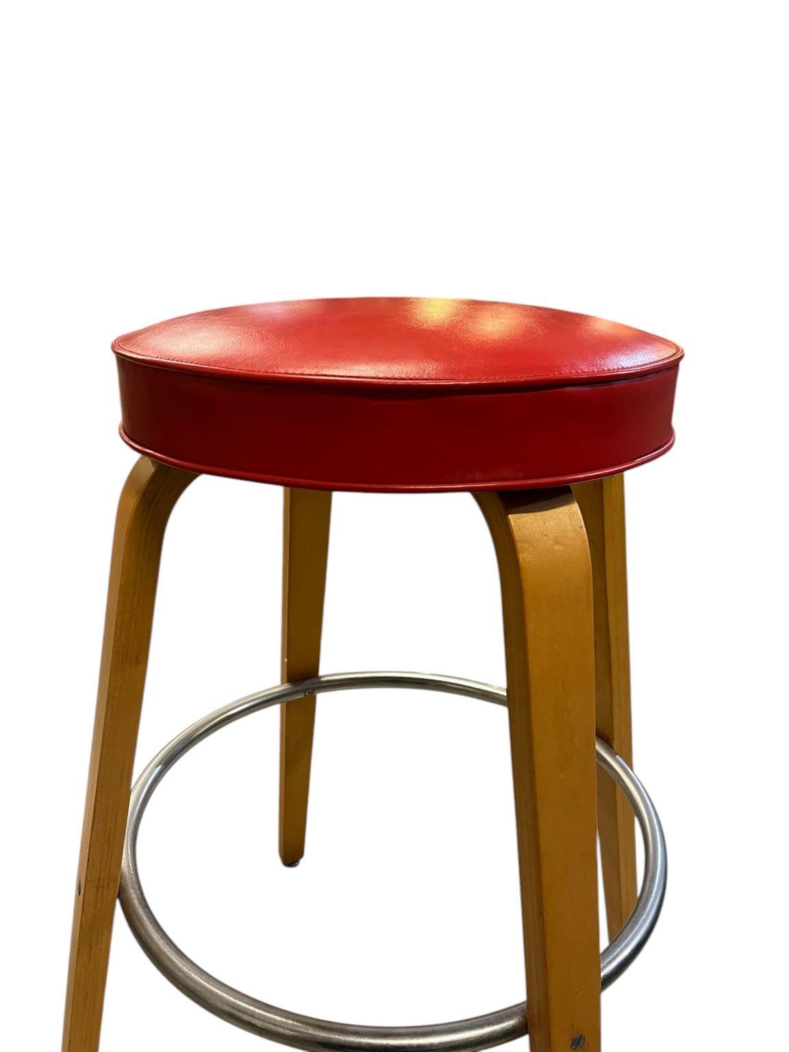 Set Of Three Mid Century Bar Stools By Thonet Circa 1950’s For Sale 6