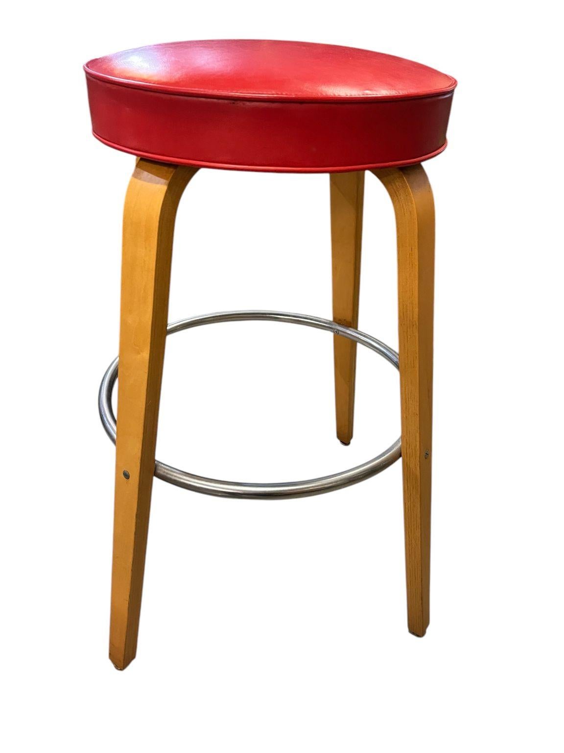 Set Of Three Mid Century Bar Stools By Thonet Circa 1950’s For Sale 1