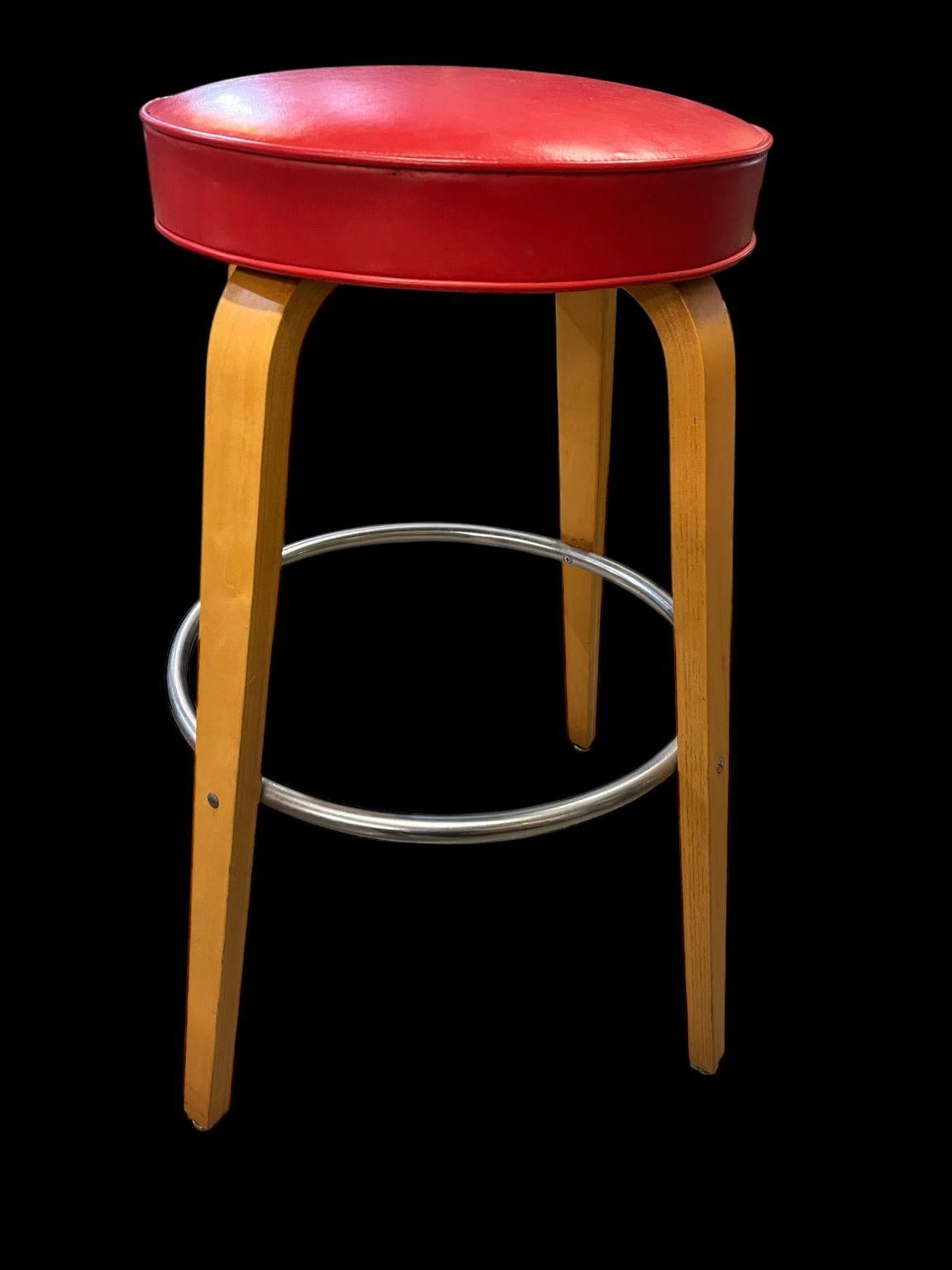 Set Of Three Mid Century Bar Stools By Thonet Circa 1950’s For Sale 2
