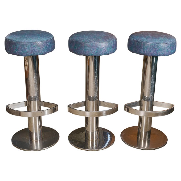 Set of Three Midcentury Bar Stools For Sale at 1stDibs