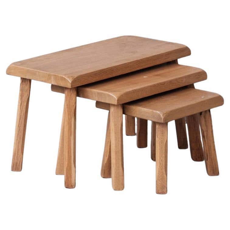 Set of Three Mid-Century Walnut Triangular Nesting Tables at 1stDibs ...