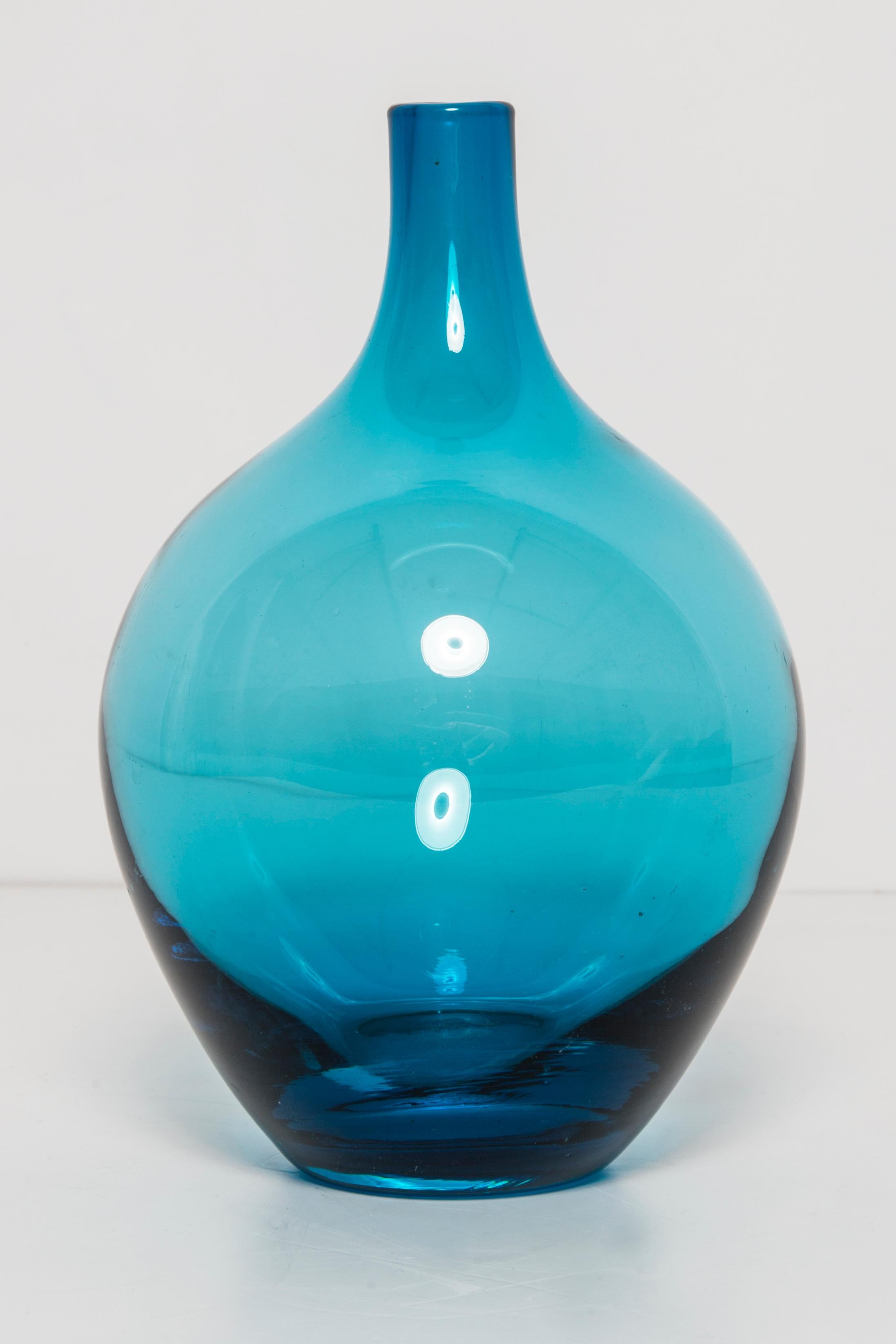 Polish Set of Three Mid Century Blue Small Vases, Europe, 1960s.