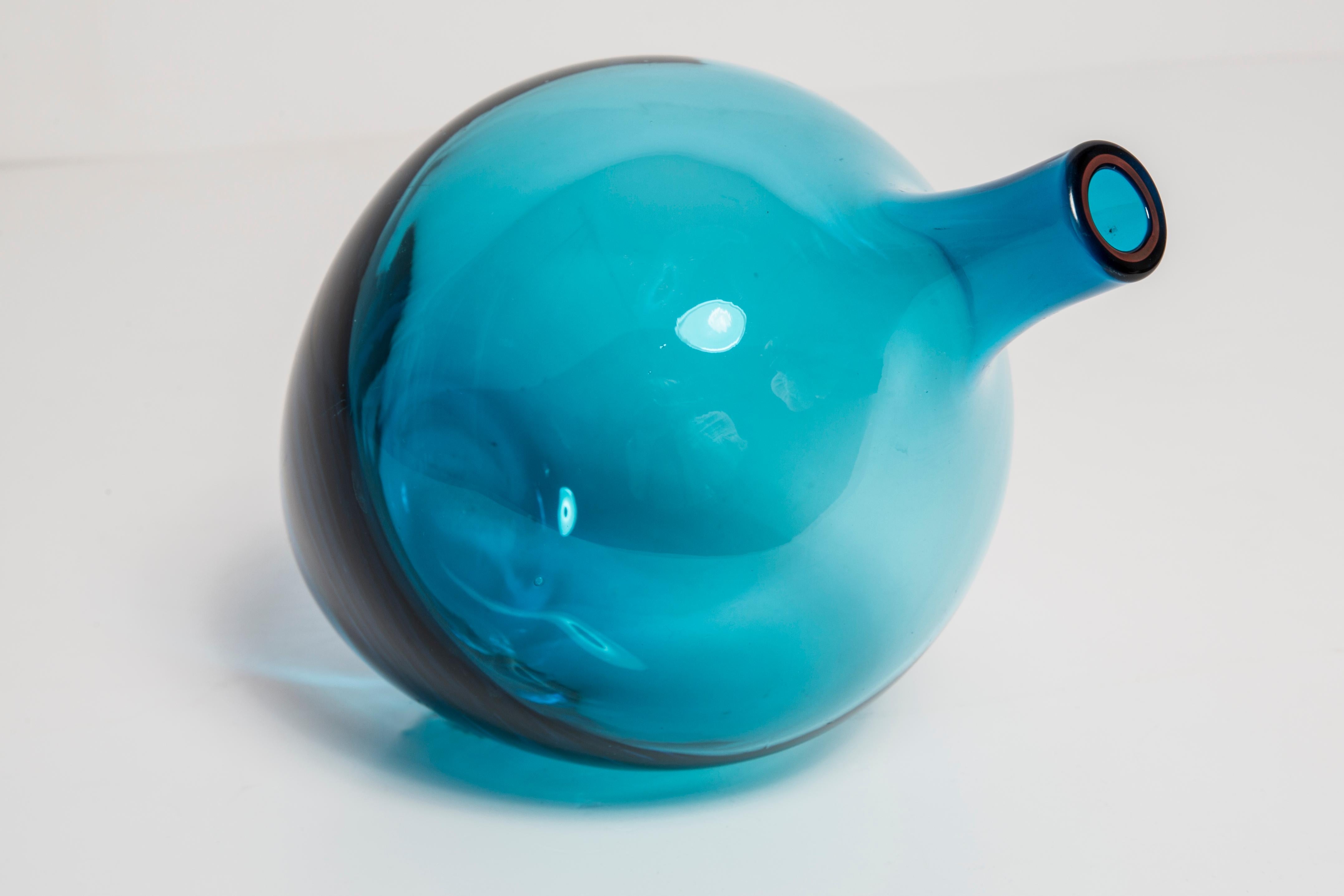 20th Century Set of Three Mid Century Blue Small Vases, Europe, 1960s.