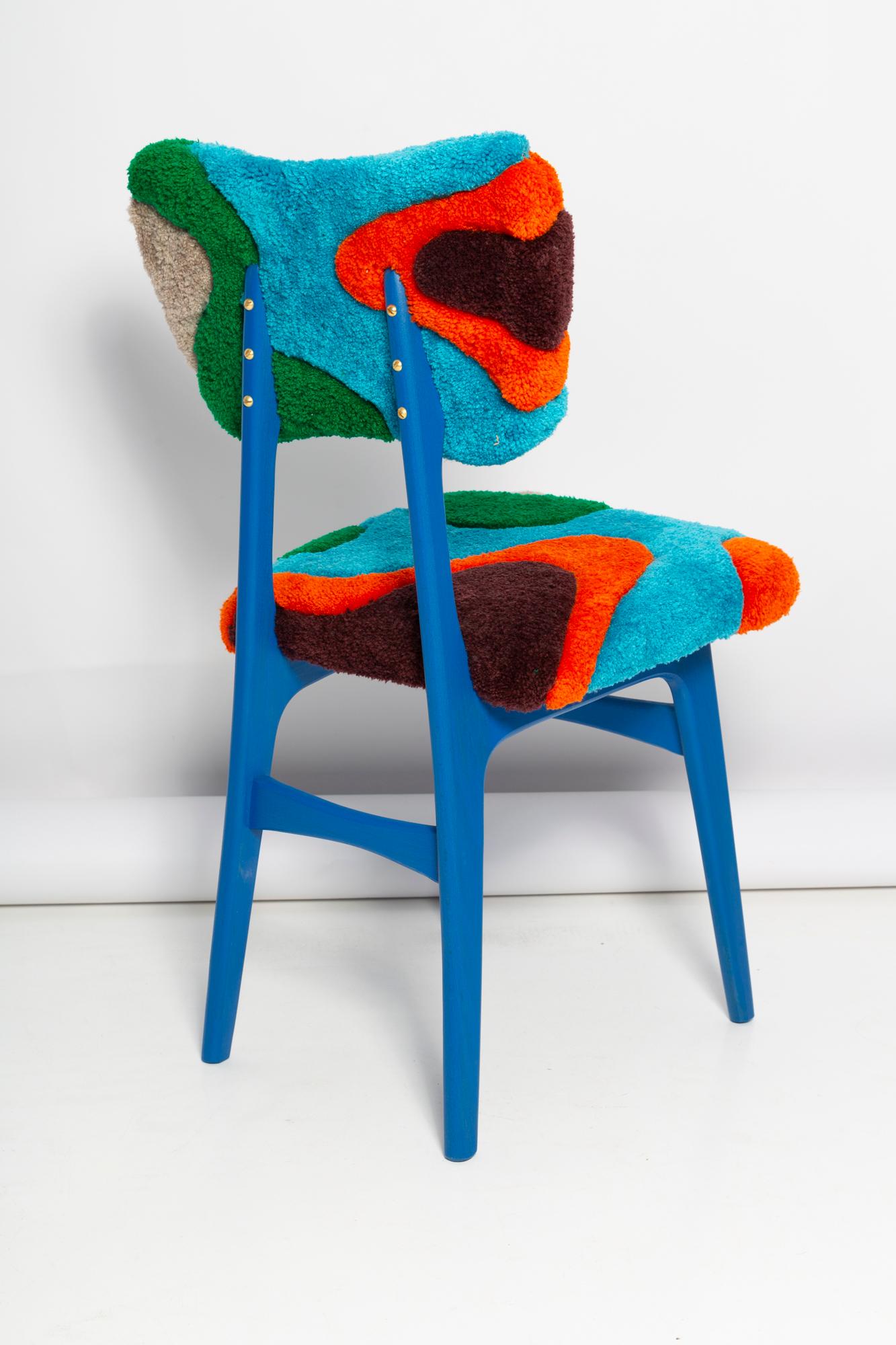 Ensemble de trois chaises papillon du milieu du siècle, en laine touffetée à la main, Europe, années 1960 en vente 2