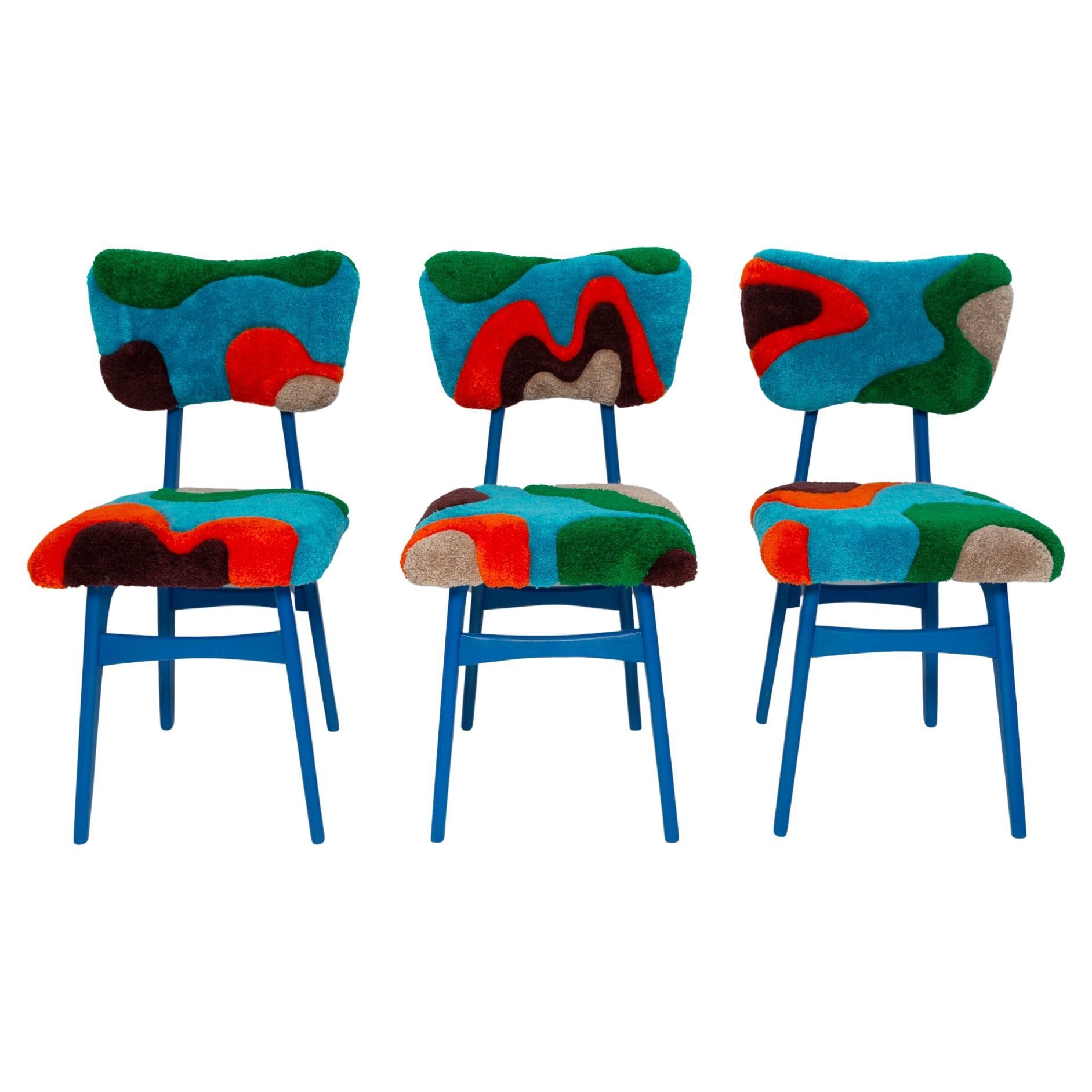 Set of Three Mid Century Butterfly Chairs, Hand Tufting Wool, Europe, 1960s