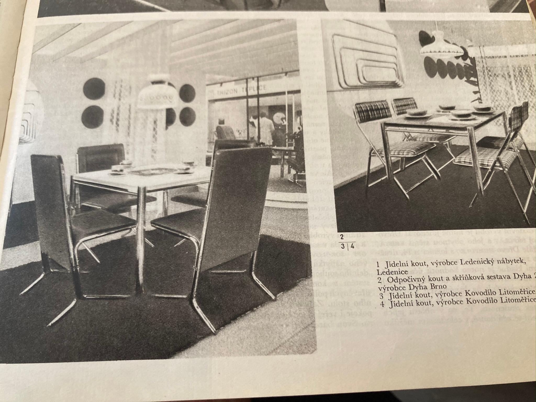 Satz von drei verchromten Esszimmerstühlen im Mid-Century-Stil - 1970er Jahre / Tschechoslowakei (Chrom) im Angebot