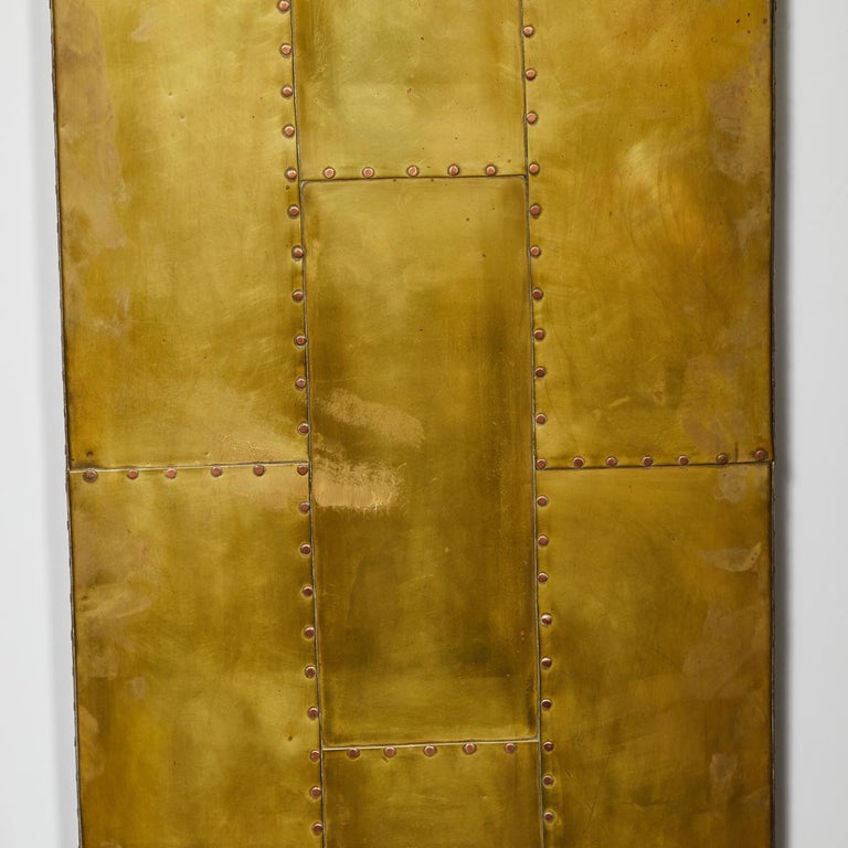 Set of Three Midcentury Copper and Brass Panels from France For Sale at