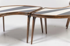 Set of Three Mid-Century Crescent Shaped Sectional Tables with Laminate Tops