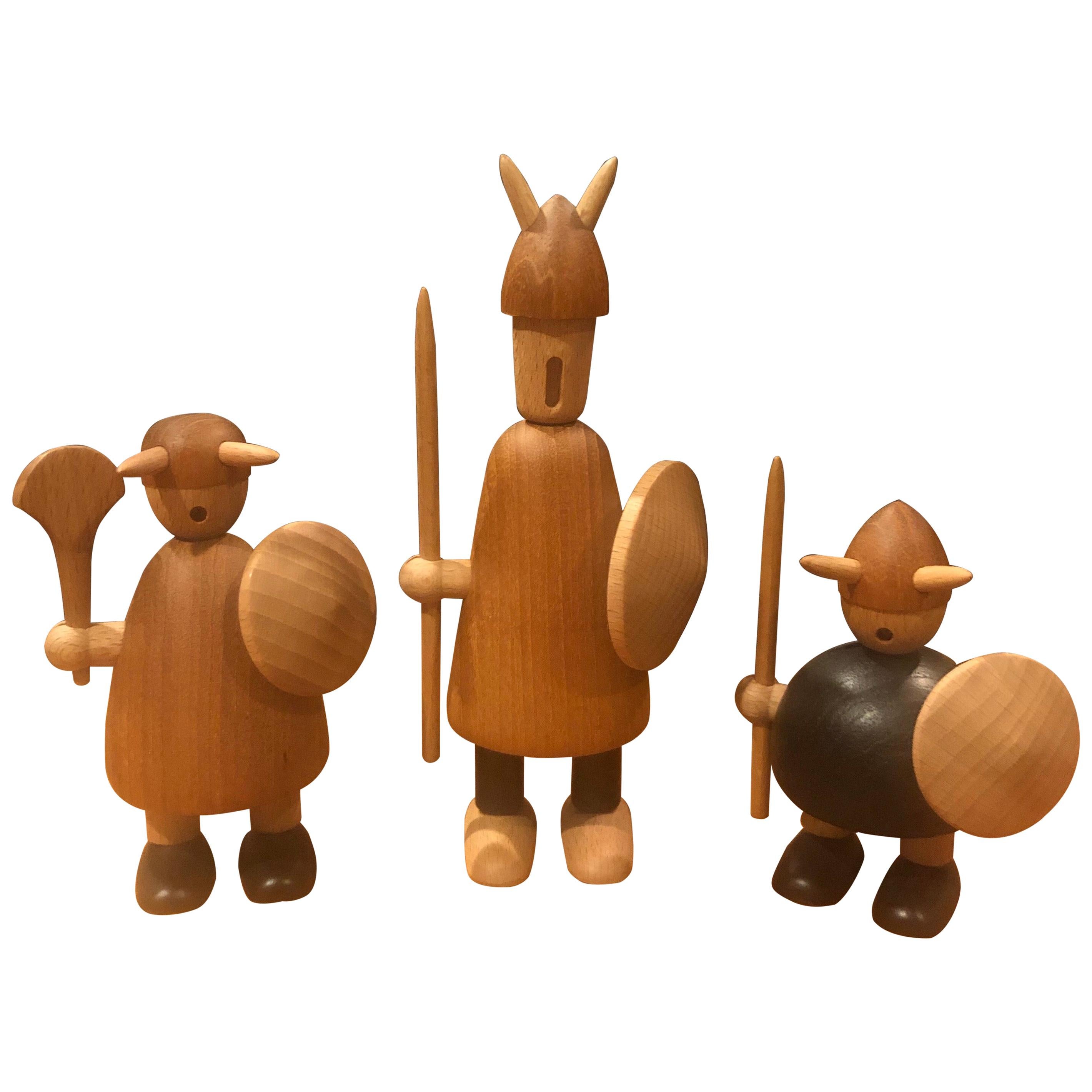 Set of Three Midcentury Danish Vikings Figures in the Style of Jacob Jensen