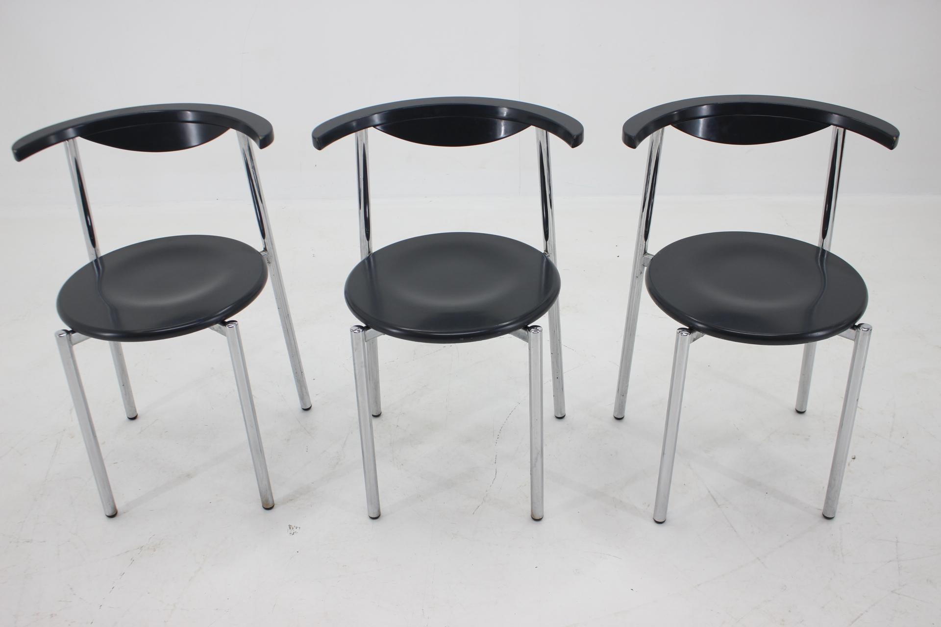 Set of Three Mid Century Dining Chairs, Germany, 1980s For Sale 4