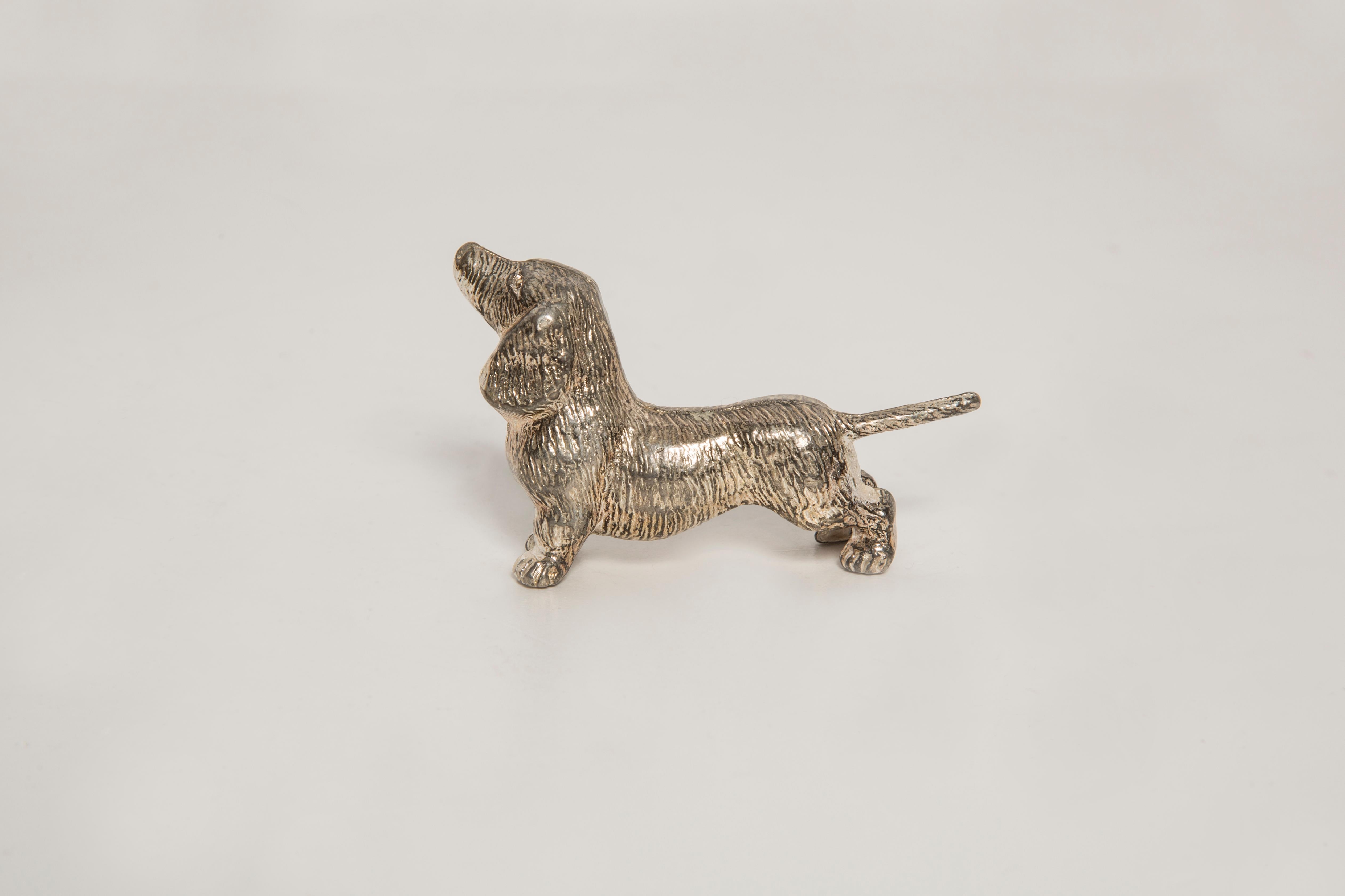 Set of Three Mid-Century Dogs Dachshund Metal Decorative Sculptures, Italy, 1950 5