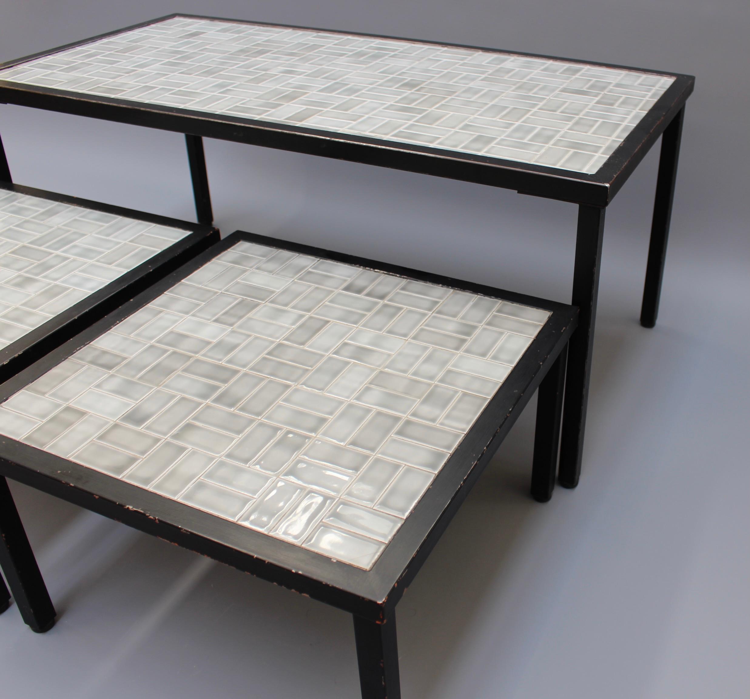 Set of Three Mid-Century French Tiled Tables 'circa 1960s' For Sale 1