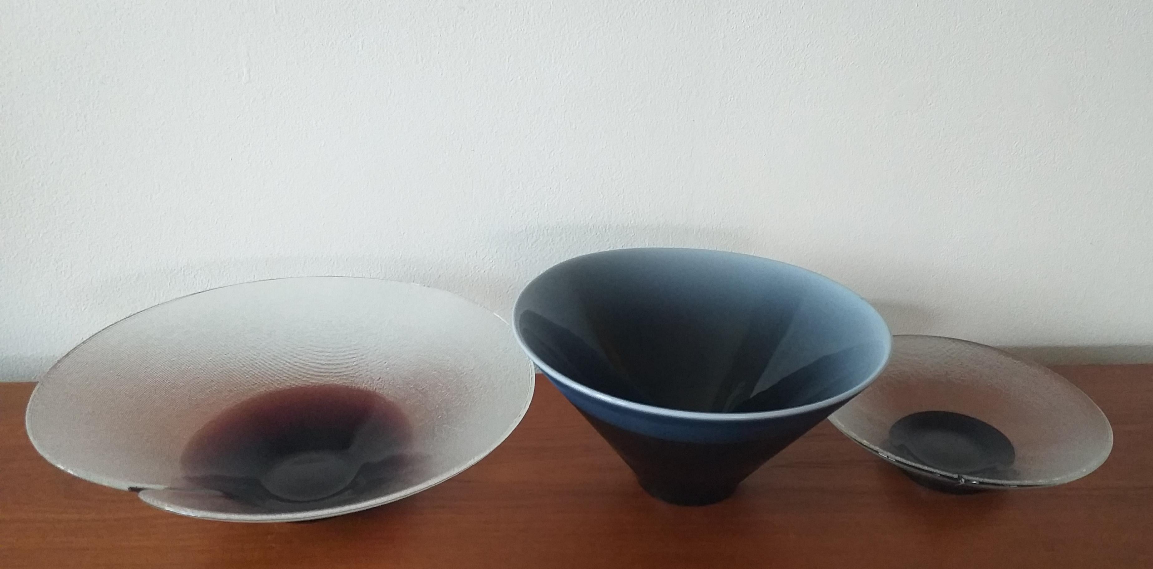 Set of Three Midcentury Glass Bowls Designed by Jiri Suhajek, 1970s 4