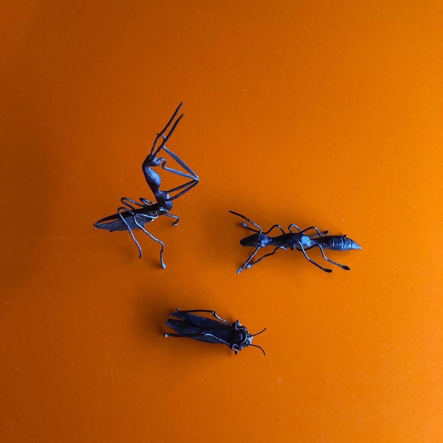 20th Century Set of Three Midcentury Handmade Iron Insects