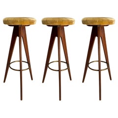 Set of three Mid-Century Italian bar stools, 1950s
