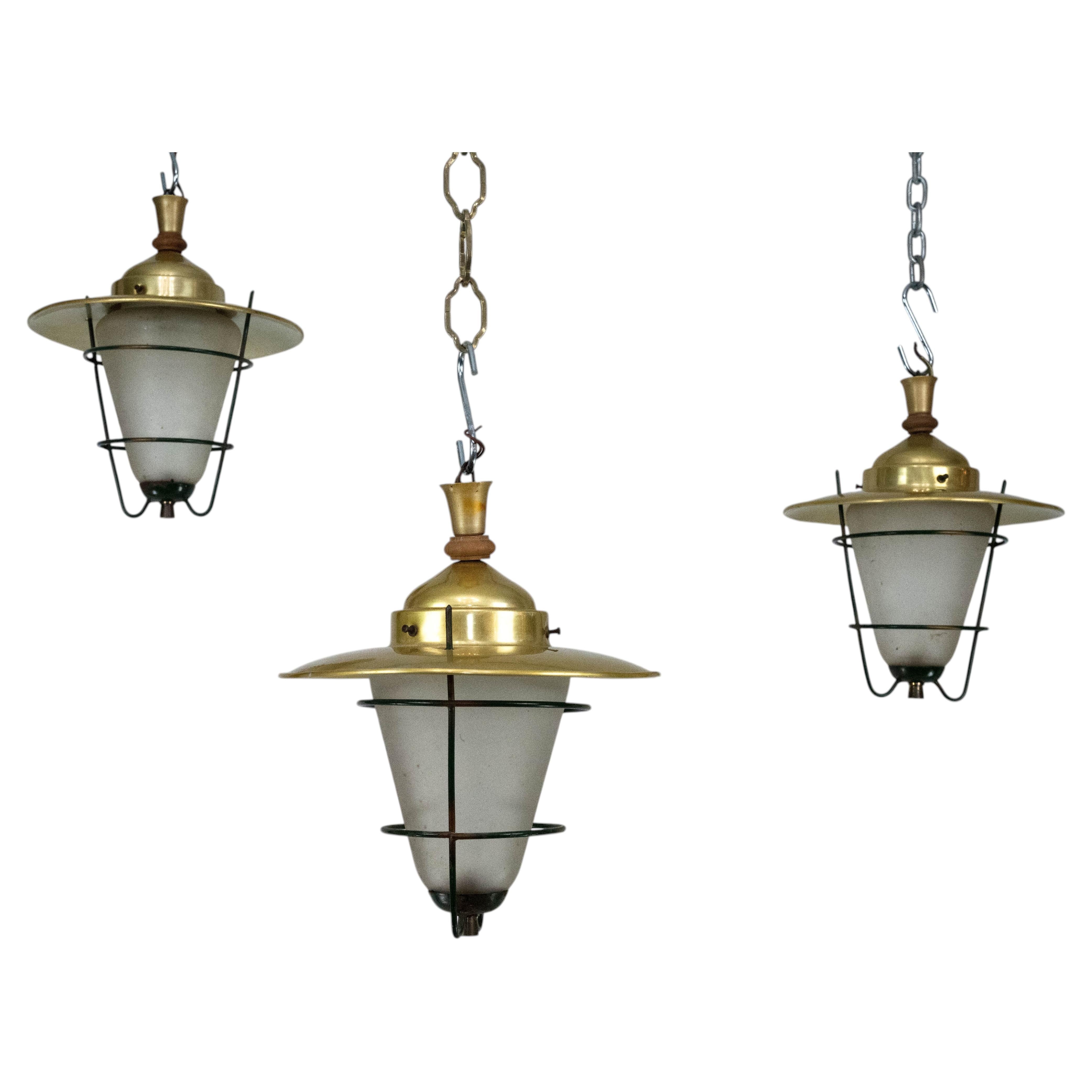 Set of three Mid-Century lanterns. Italy 1960s For Sale