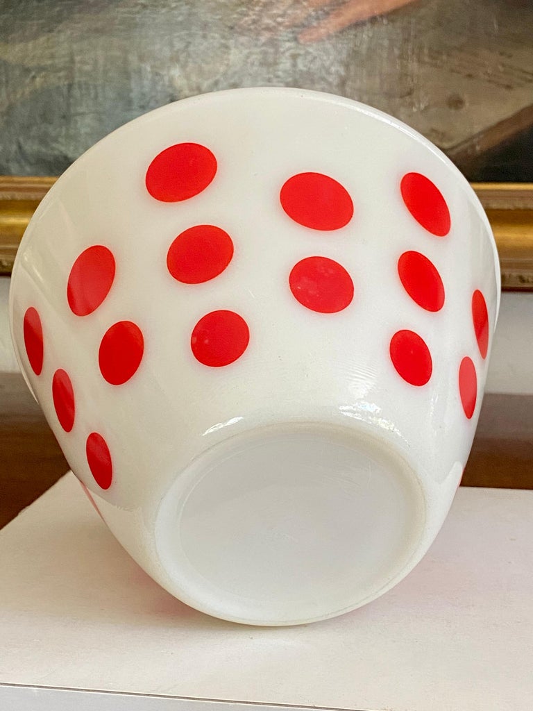 1960s Vintage Fire King White & Red Polka Dot Bowls - Set of 3