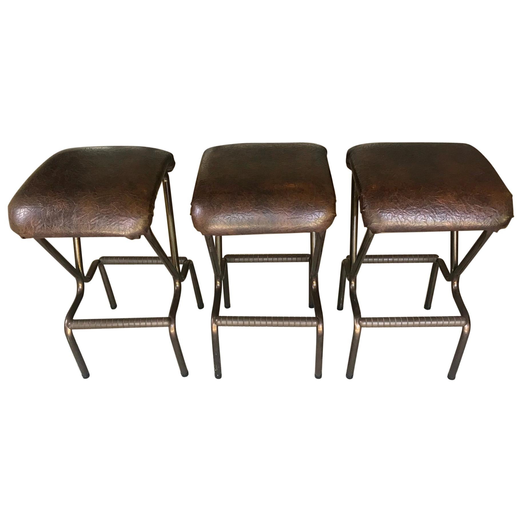 Set of Three Mid-Century Modern Bar Stools by Daystrom