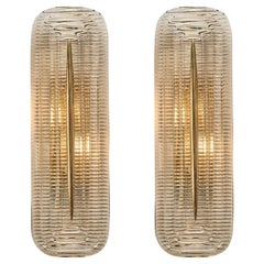 Dreiteiliges Set Wandleuchten im Mid-Century-Modern-Stil aus Messing und Murano-Glas, Italien