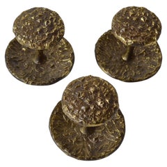 Set of Three Brutalist Bronze Coat Hooks