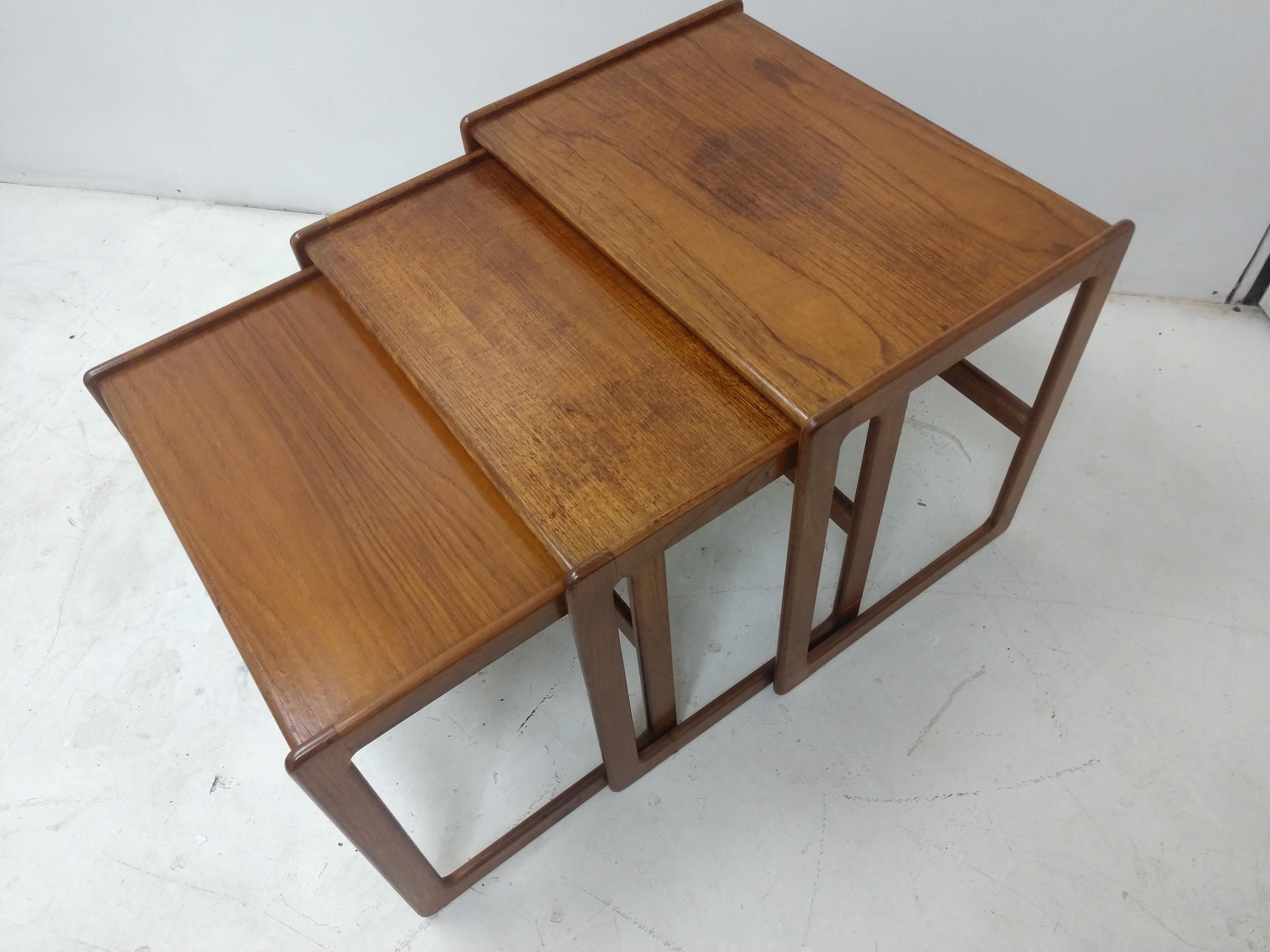 Set of Three Mid-Century Modern Danish Teak Nesting Tables 1