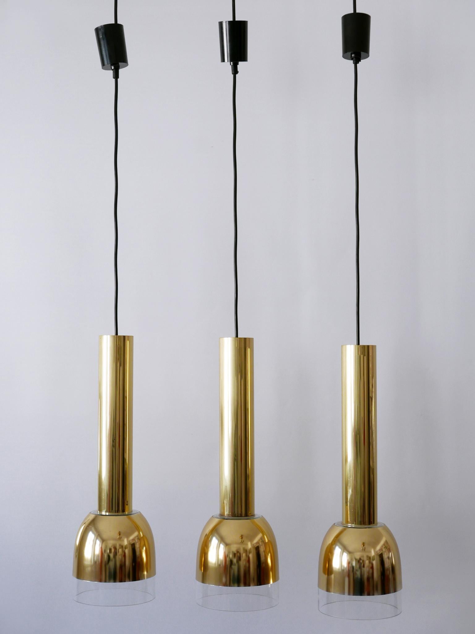 Set of Three Mid-Century Modern Pendant Lamps by Glashütte Limburg Germany 1970s For Sale 4