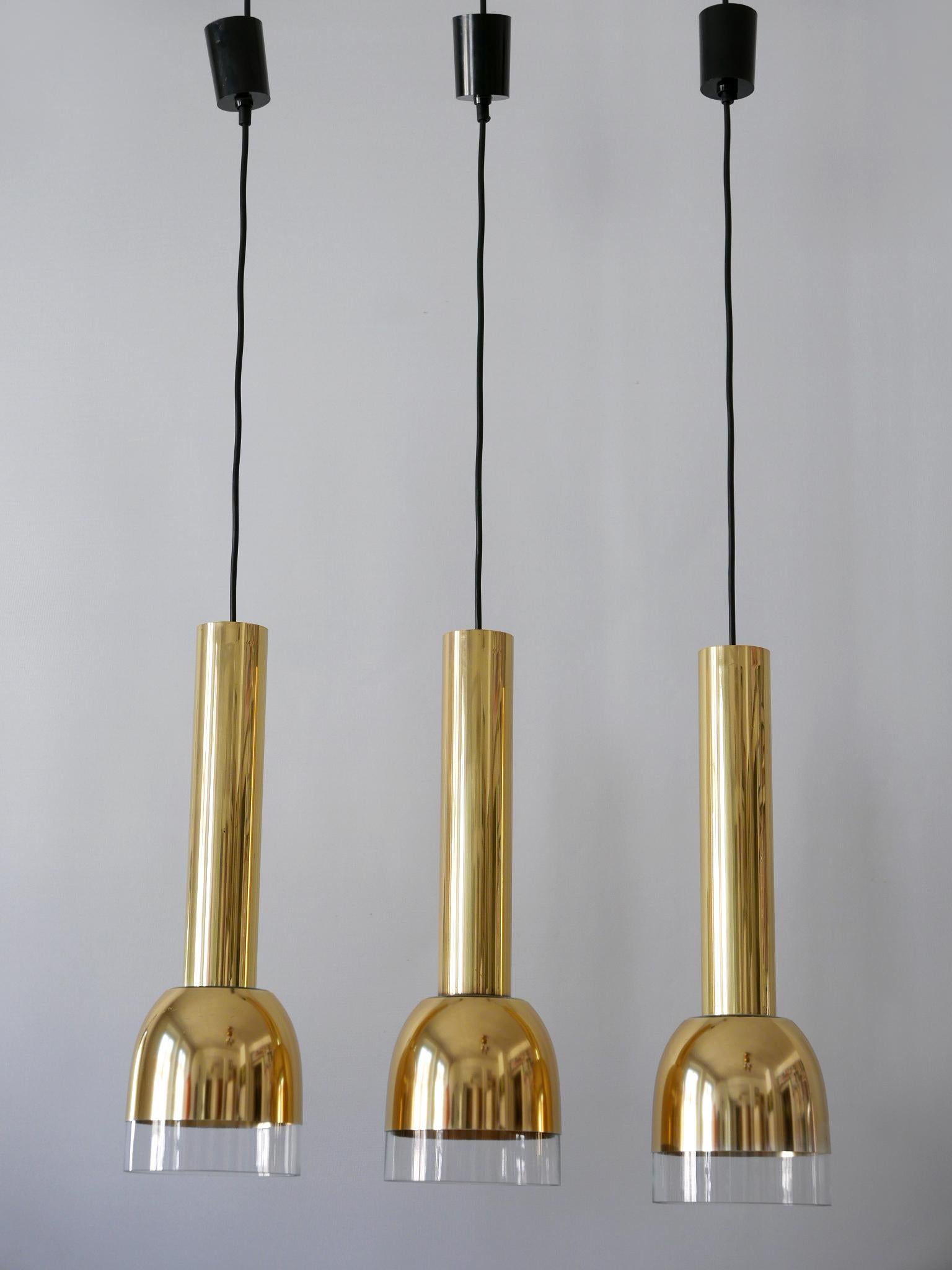 Set of Three Mid-Century Modern Pendant Lamps by Glashütte Limburg Germany 1970s For Sale 5