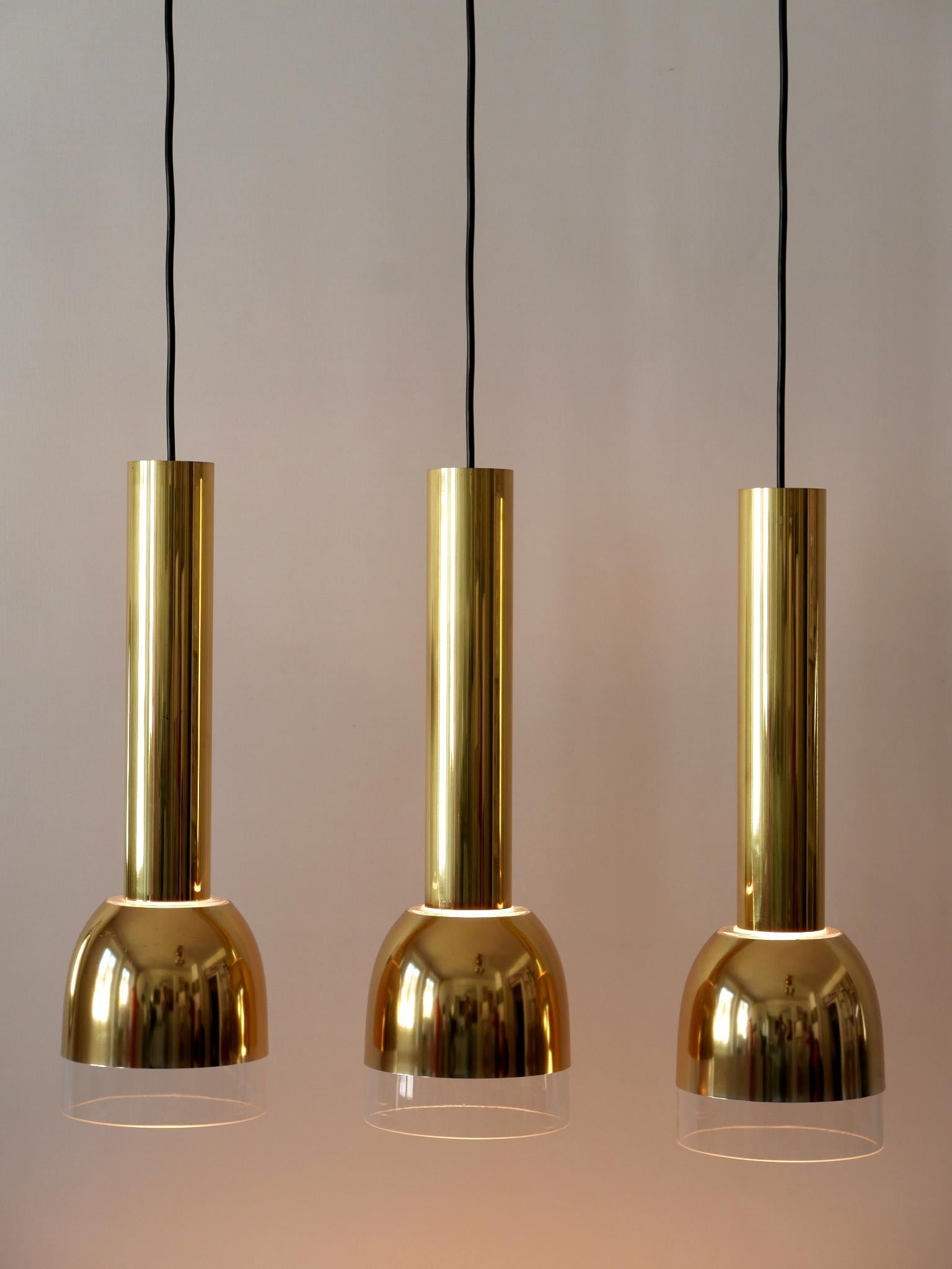 Set of Three Mid-Century Modern Pendant Lamps by Glashütte Limburg Germany 1970s For Sale 6