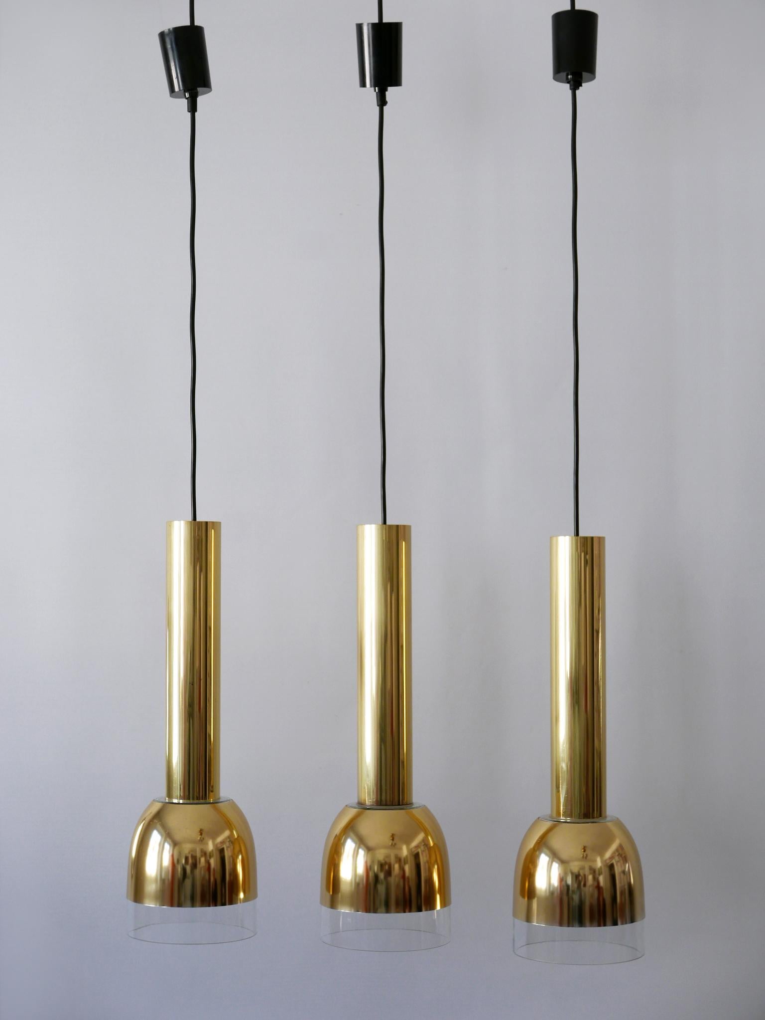 Set of Three Mid-Century Modern Pendant Lamps by Glashütte Limburg Germany 1970s For Sale 7