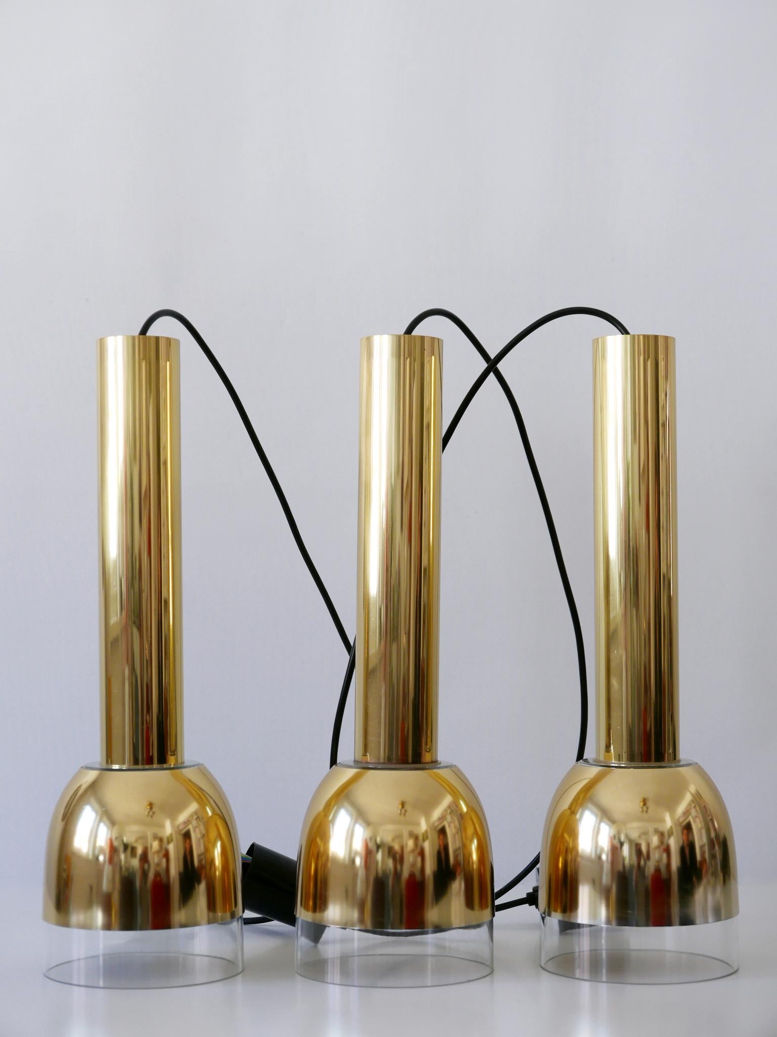Set of Three Mid-Century Modern Pendant Lamps by Glashütte Limburg Germany 1970s For Sale 9