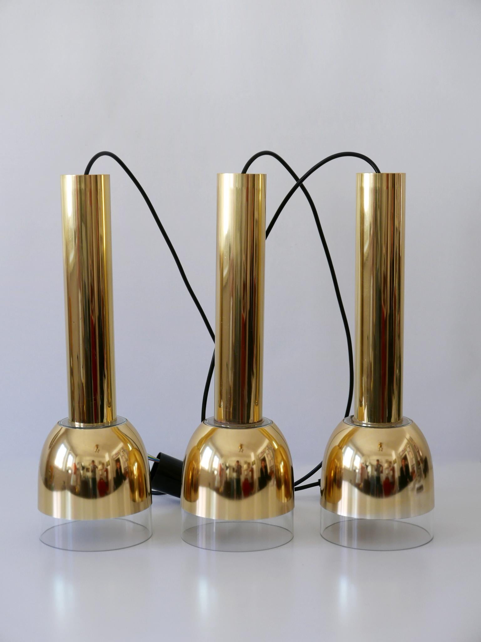 Set of Three Mid-Century Modern Pendant Lamps by Glashütte Limburg Germany 1970s For Sale 10