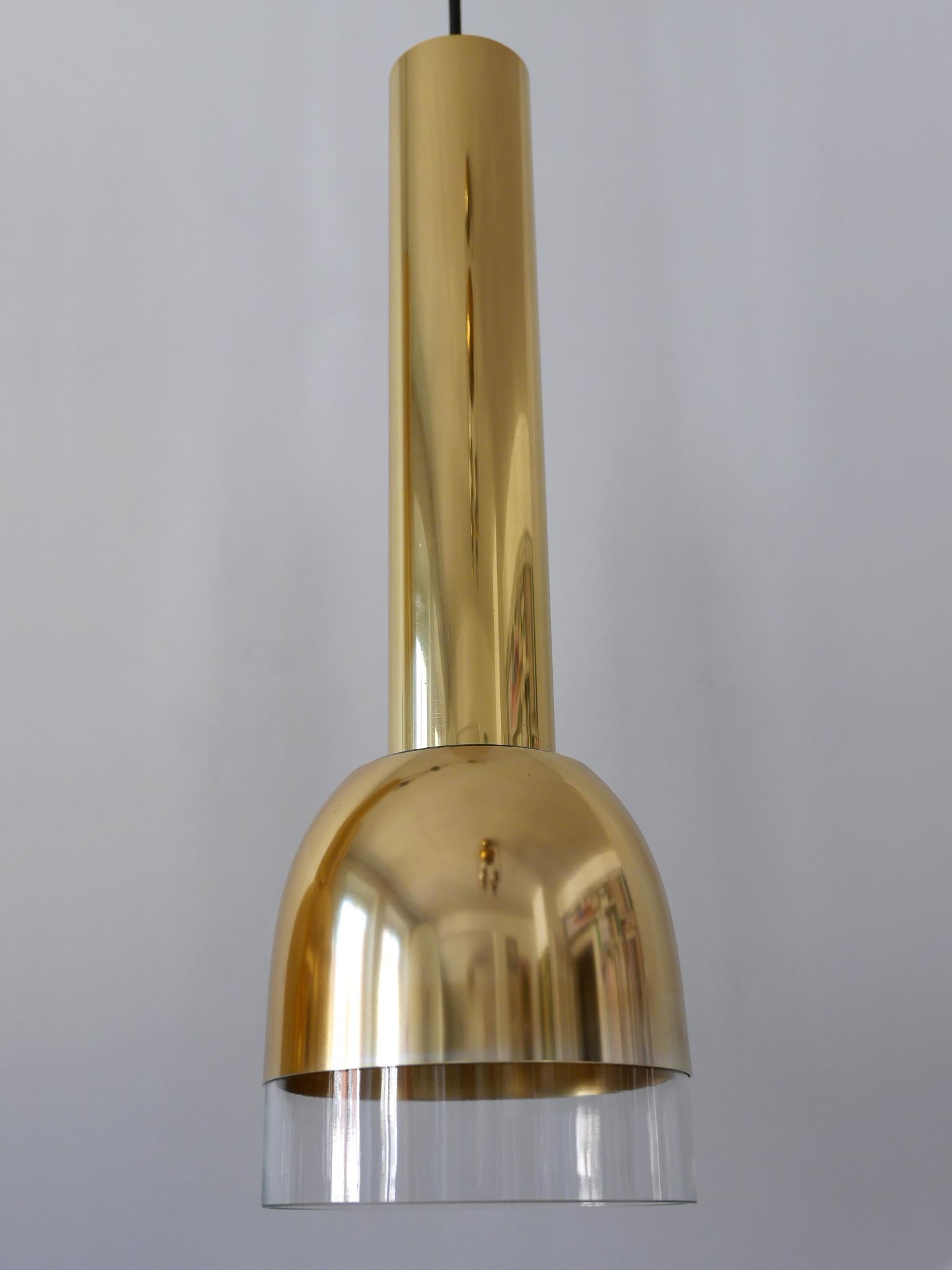 Late 20th Century Set of Three Mid-Century Modern Pendant Lamps by Glashütte Limburg Germany 1970s For Sale