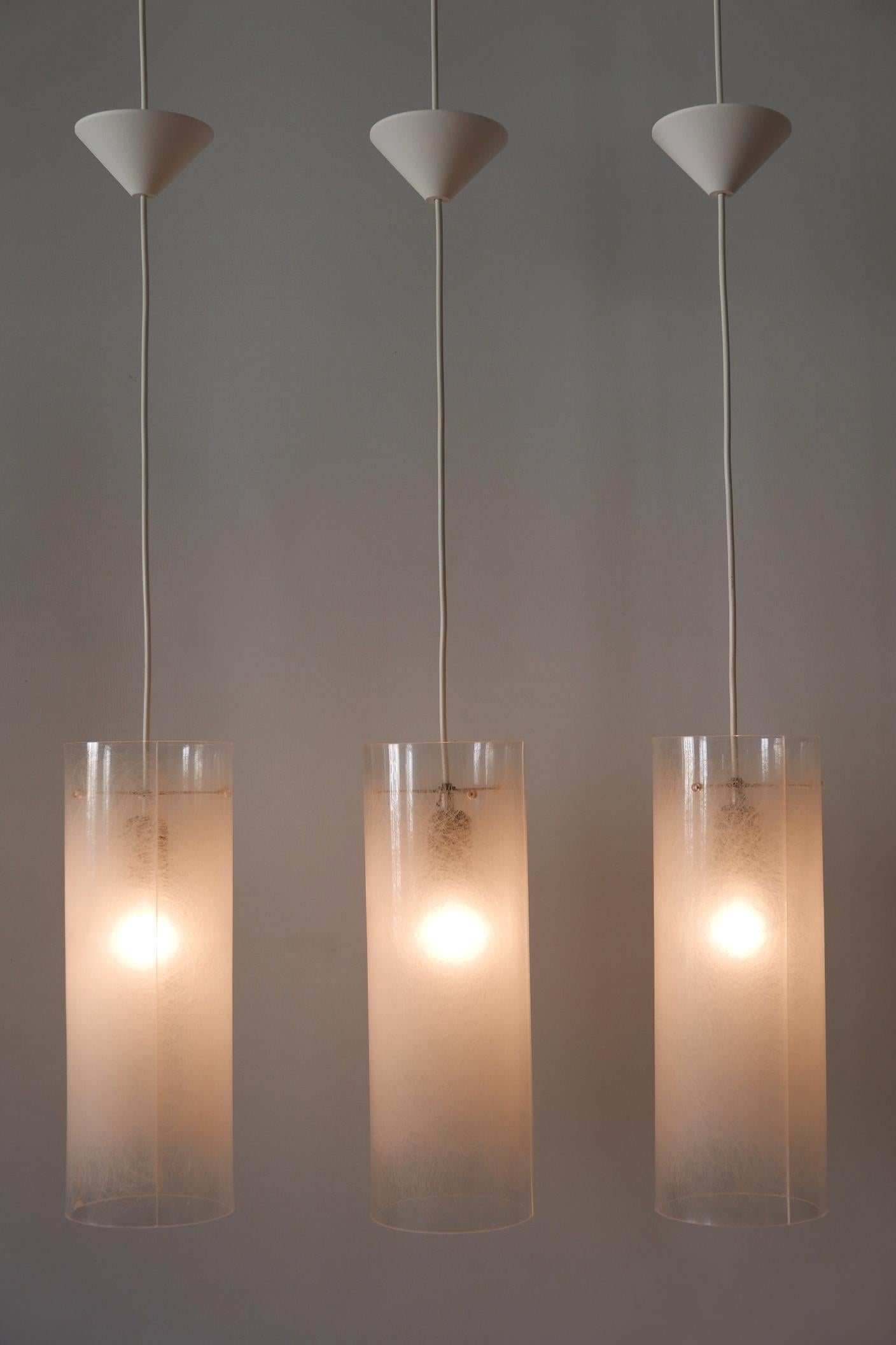 Set of Three Mid Century Modern Pendant Lamps by Rupert Nikoll Austria 1970s For Sale 10