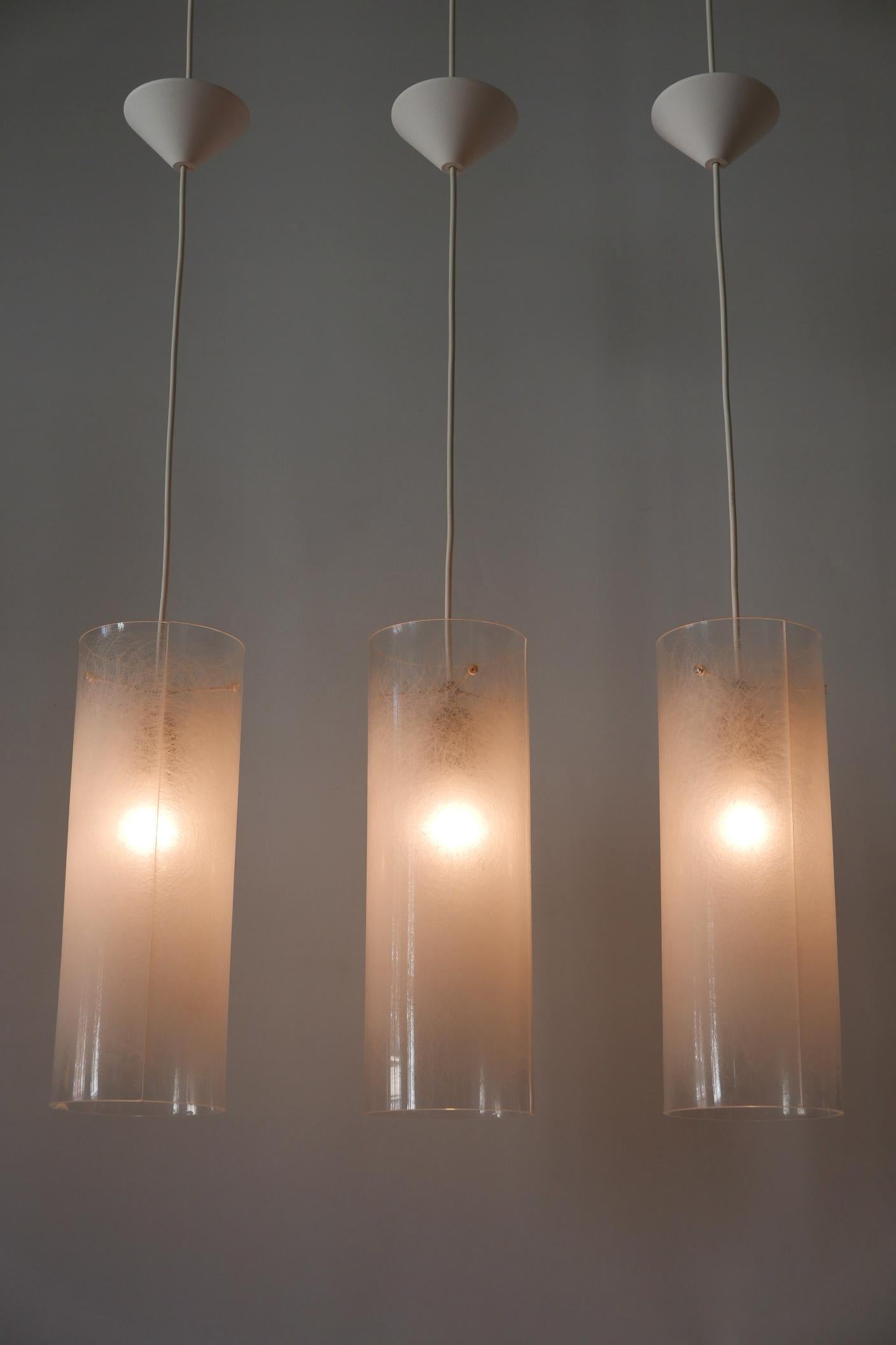 Austrian Set of Three Mid Century Modern Pendant Lamps by Rupert Nikoll Austria 1970s For Sale