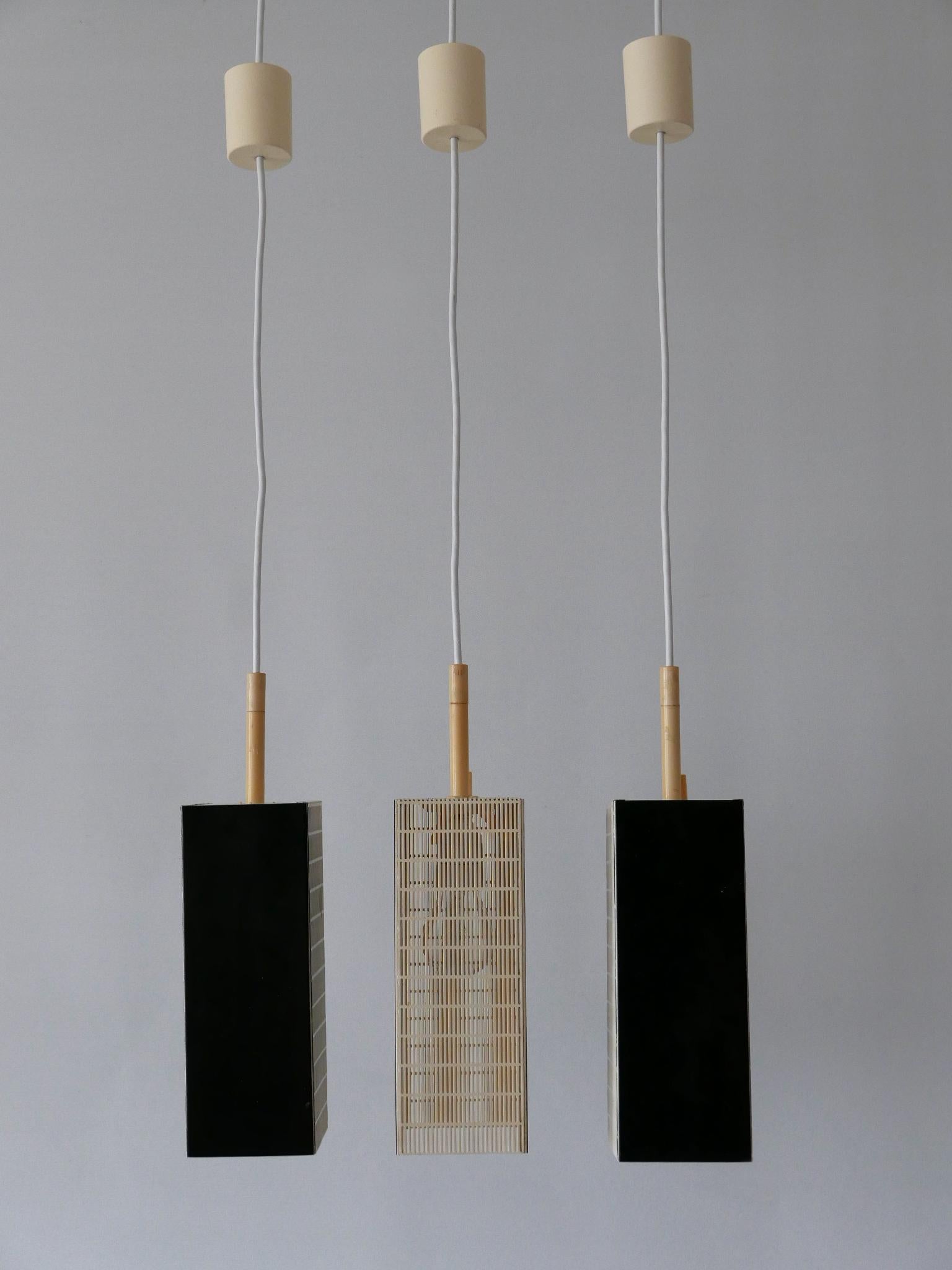 Metal Set of Three Mid Century Modern Pendant Lamps by Staff Leuchten Germany 1960s