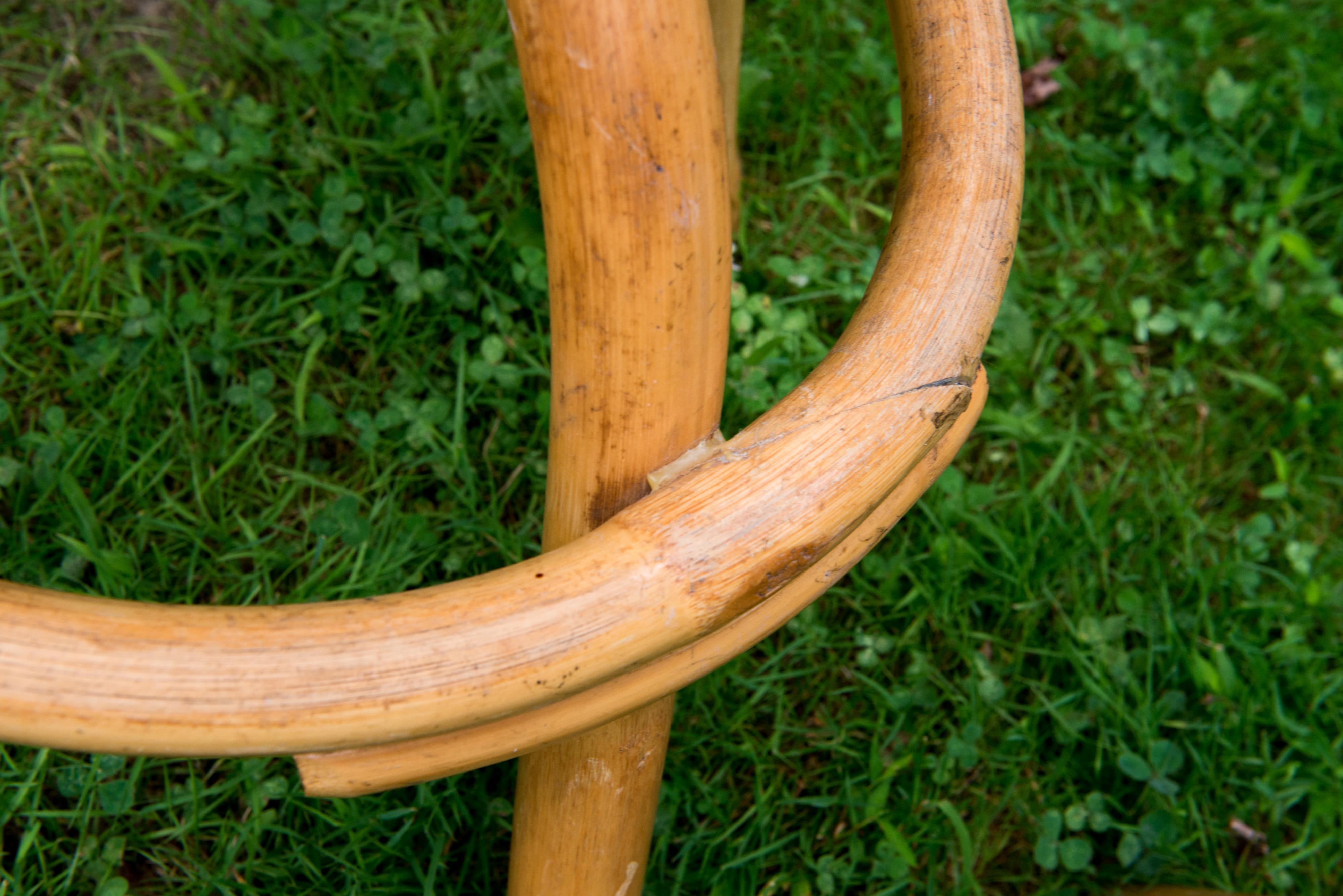 Asian Set of Three Mid-Century Modern Rattan Swivel Stools For Sale