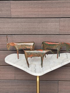 Set di tre sculture in acciaio della modernità di metà secolo
