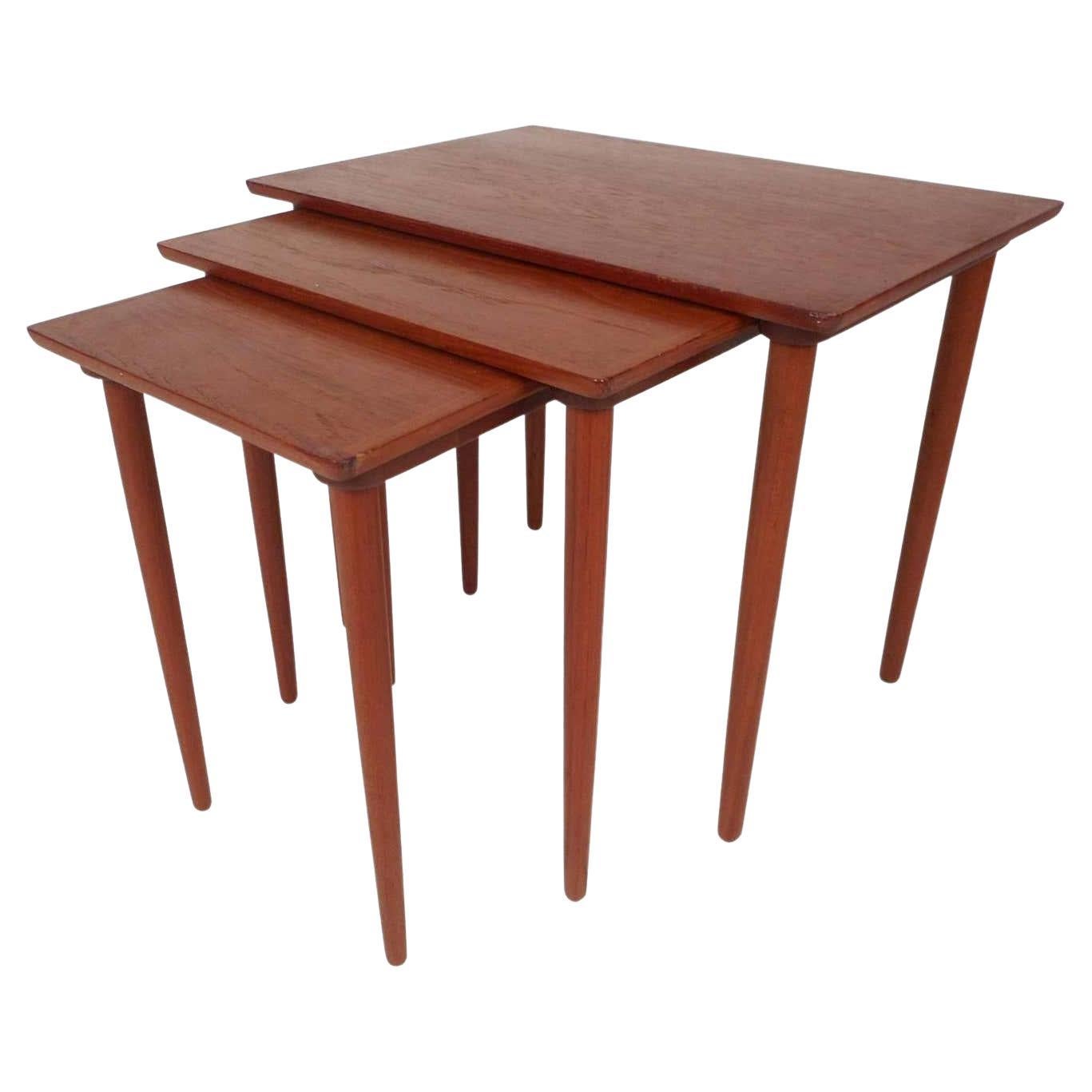 Set of MidCentury Danish Teak Nesting Tables For Sale at 1stDibs