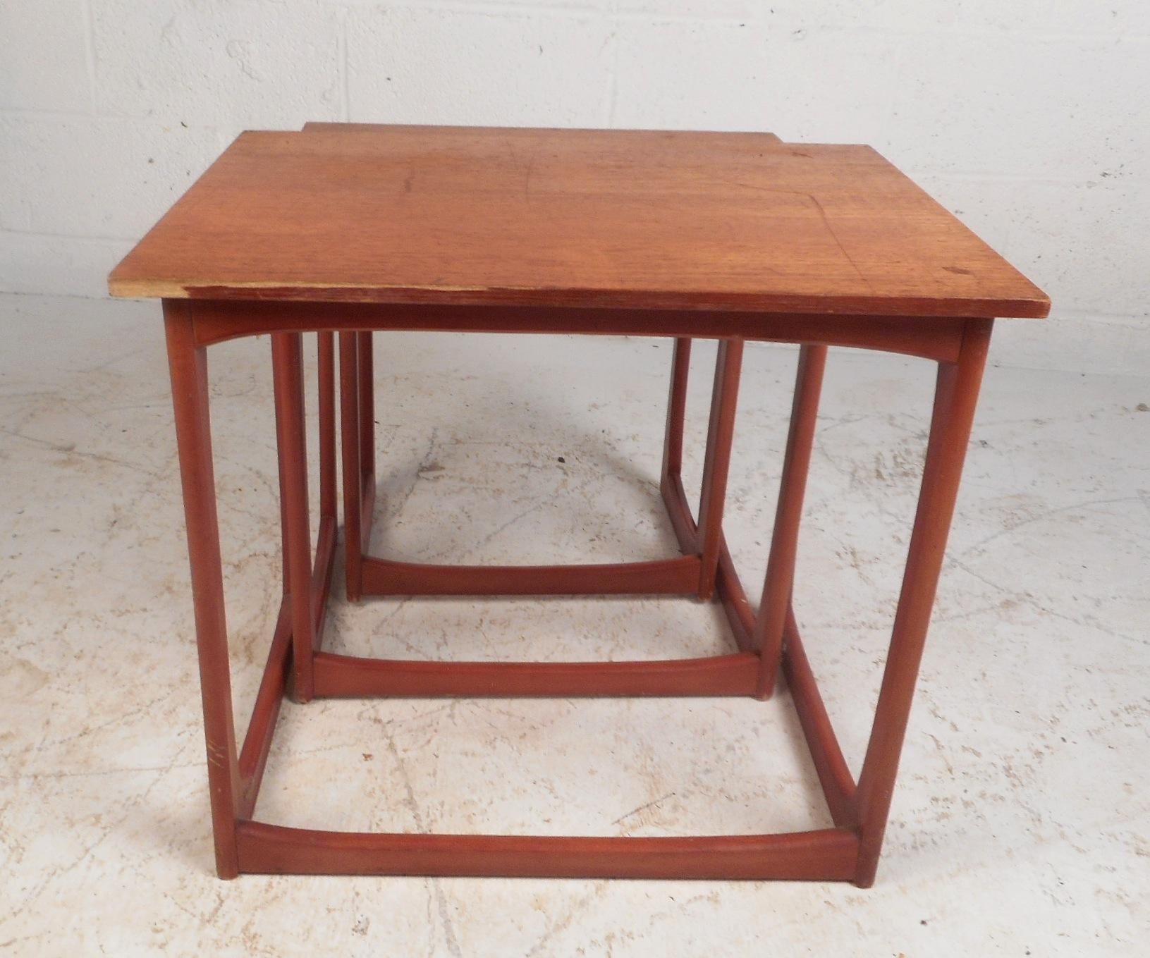 Mid-20th Century Set of Three Mid-Century Modern Teak Nesting Tables