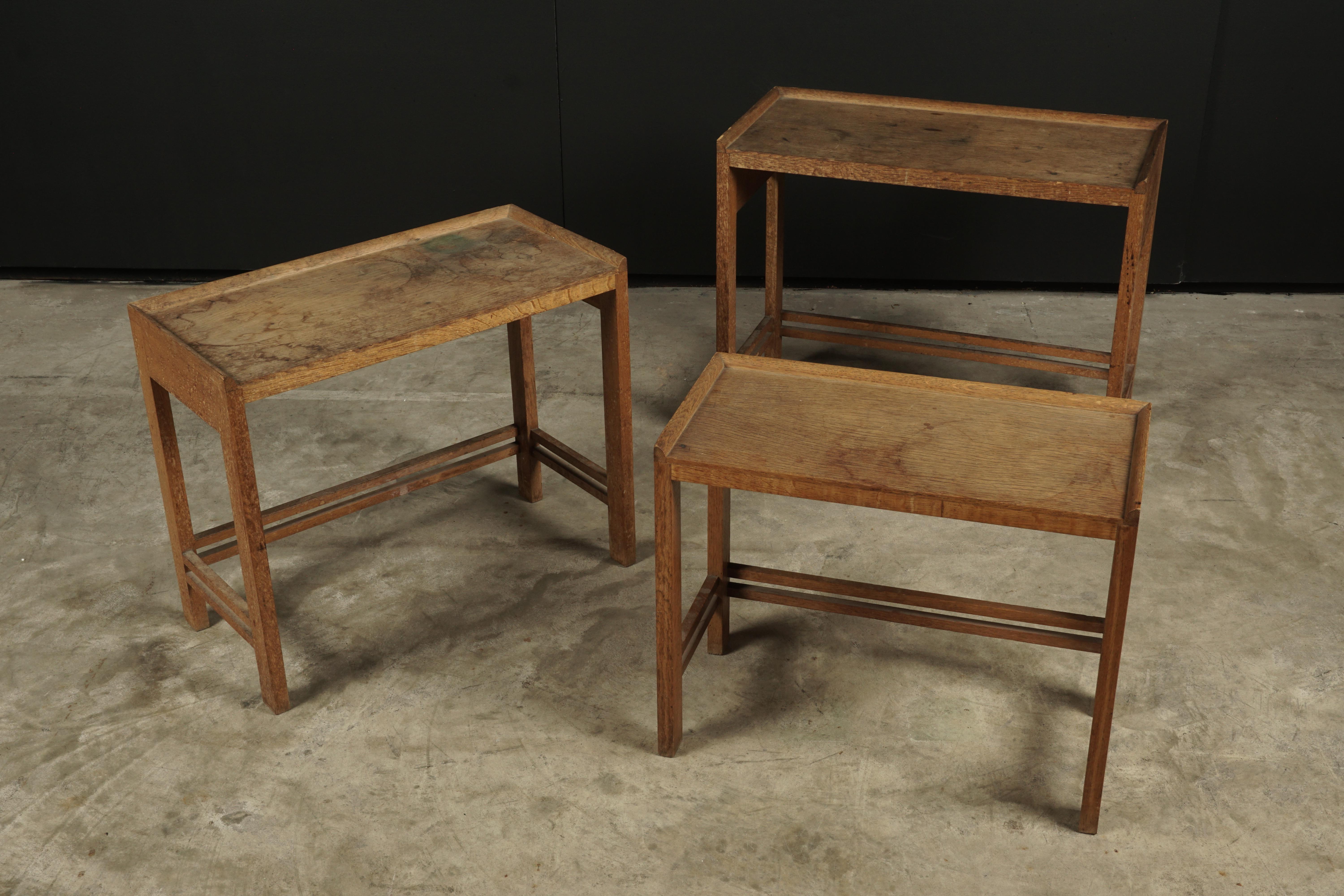 European Set of Three Midcentury Nesting Tables from France, circa 1950