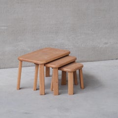 Set of Three Mid-Century Oak Nesting Tables