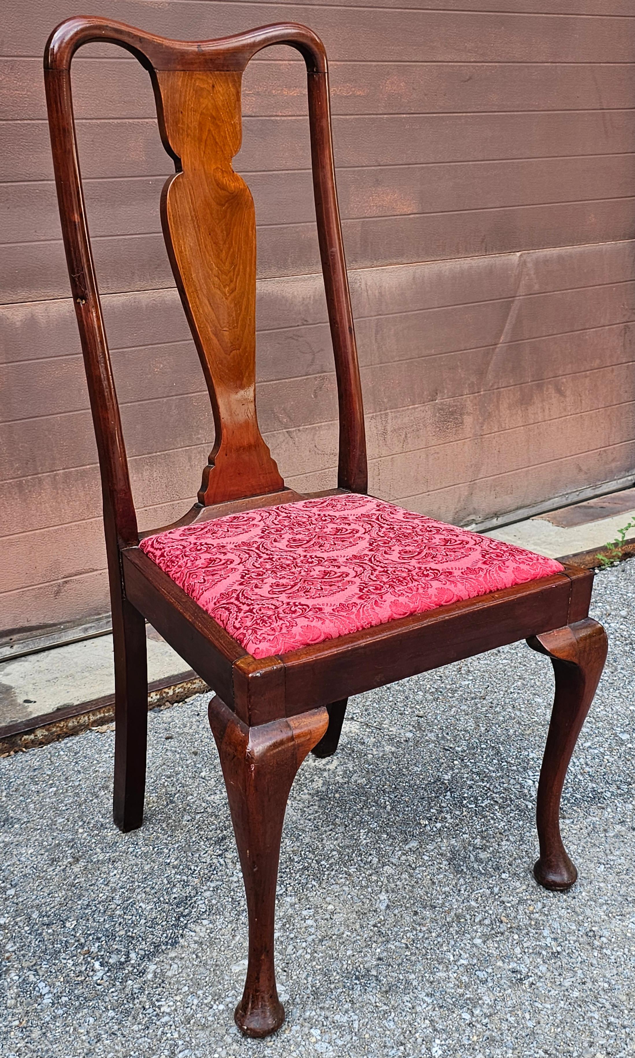 Set of Three Mid Century Queen Anne Style Mahogany & Upholstered Dinning Chairs For Sale 6