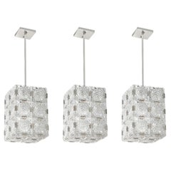 Set of Three Mid-Century Rectangular Faceted Cut Crystal Pendants by Kinkeldey