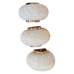 Set of Three Mid- Century Speckled Cream Murano Glass Wall Sconces, 1950