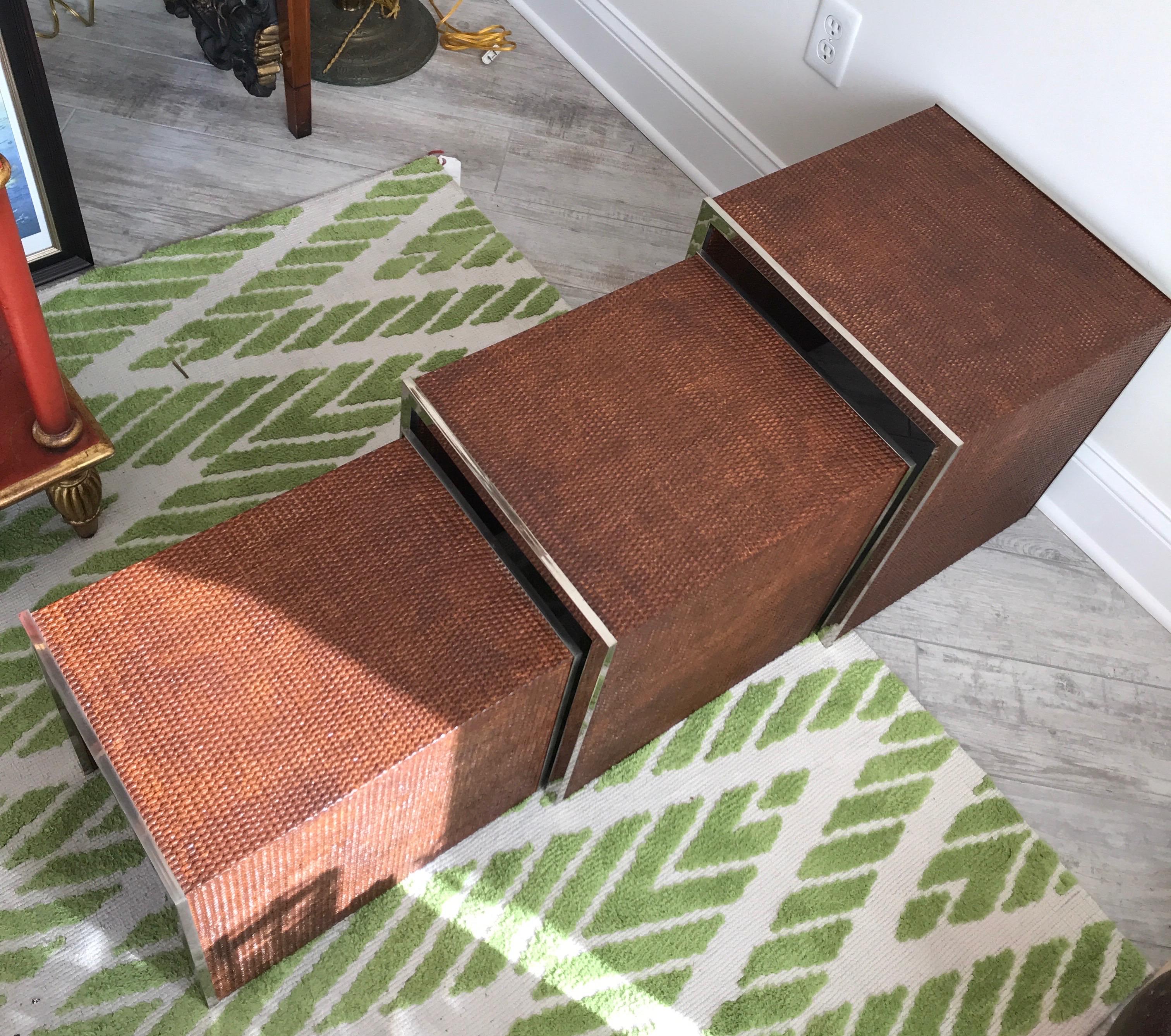 Set of Three Mid Century Stacking Tables by Tomasso Barbi In Good Condition For Sale In West Palm Beach, FL